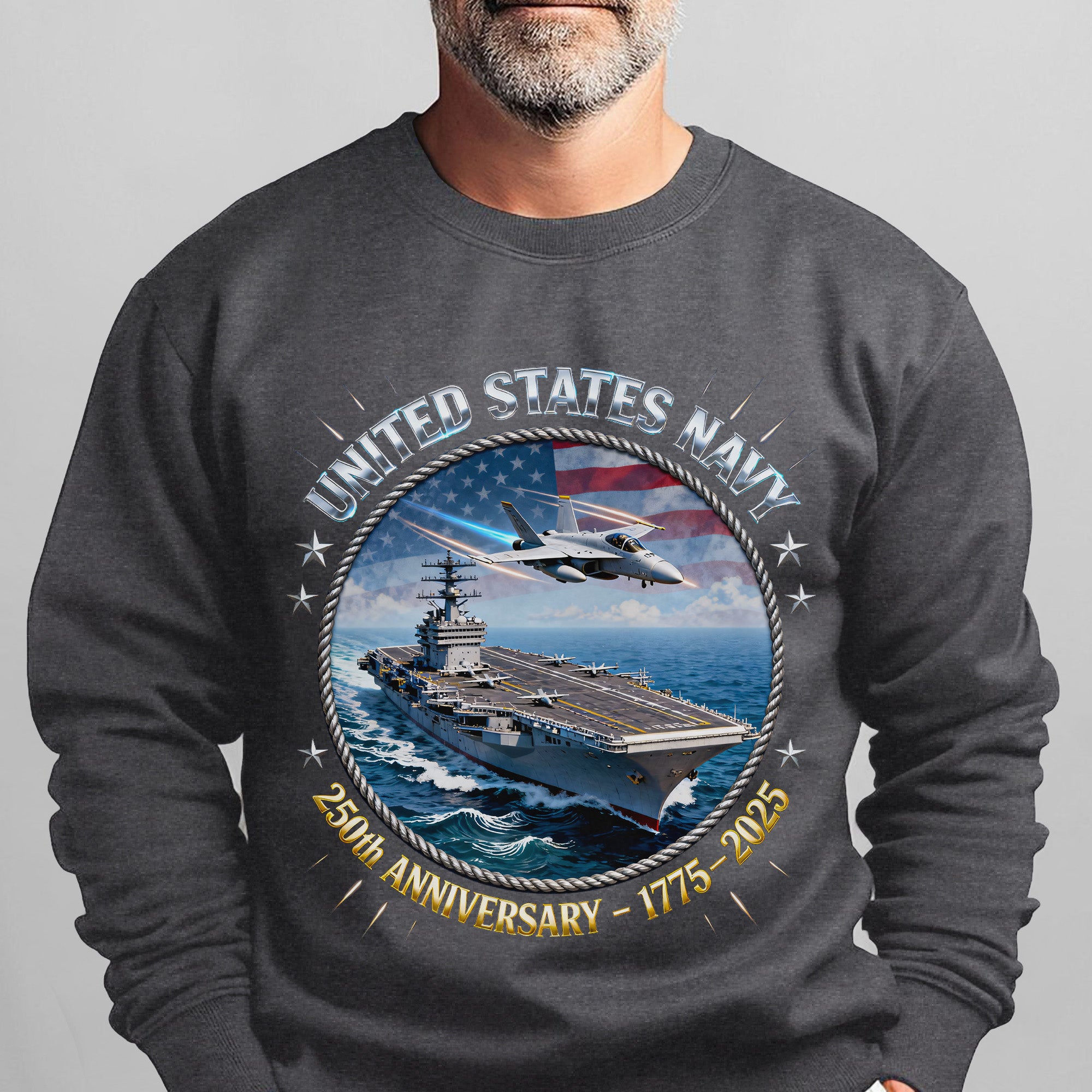 United States Navy 250th Anniversary 1775–2025 Proud US Military Veteran Honor Courage Service Sweatshirt