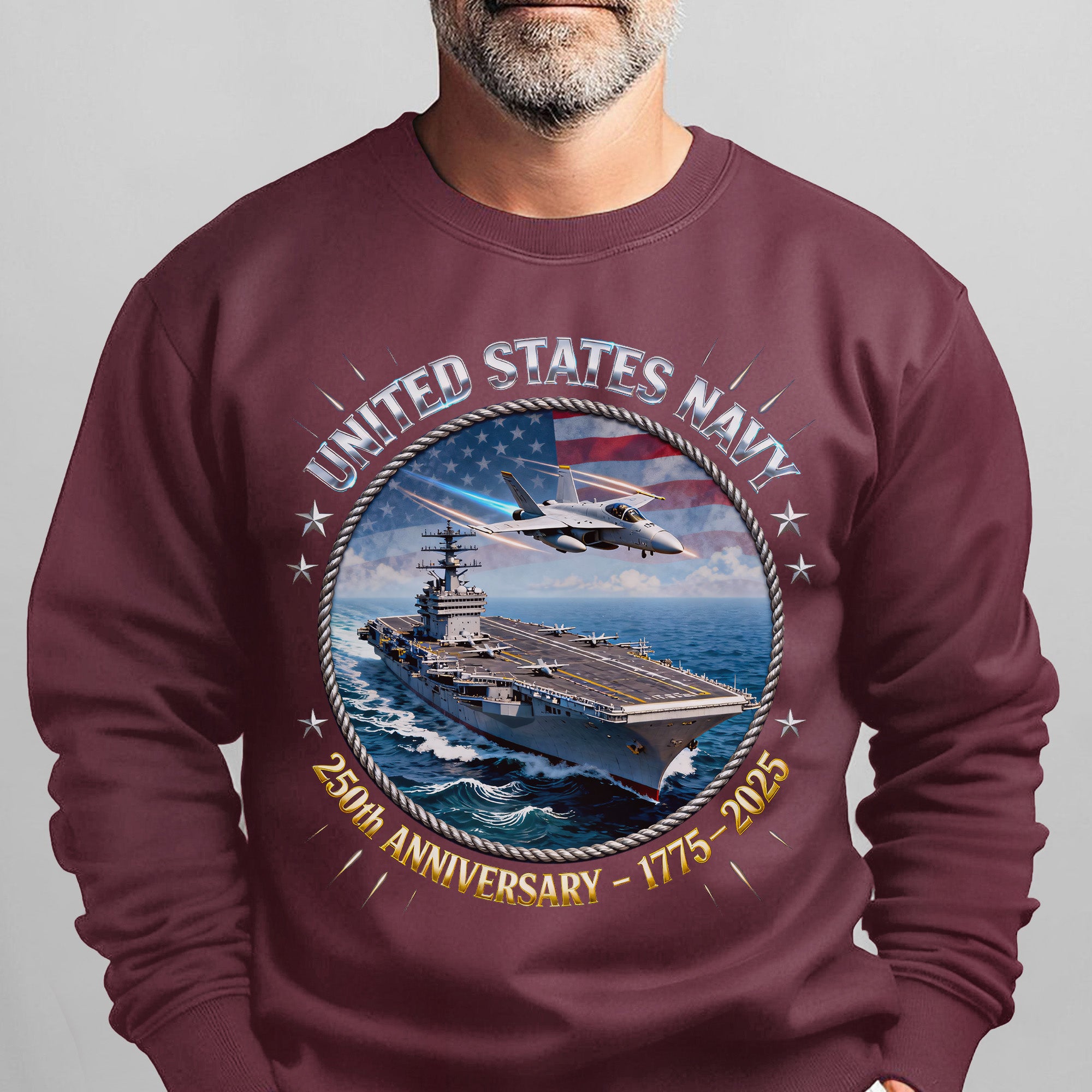 United States Navy 250th Anniversary 1775–2025 Proud US Military Veteran Honor Courage Service Sweatshirt