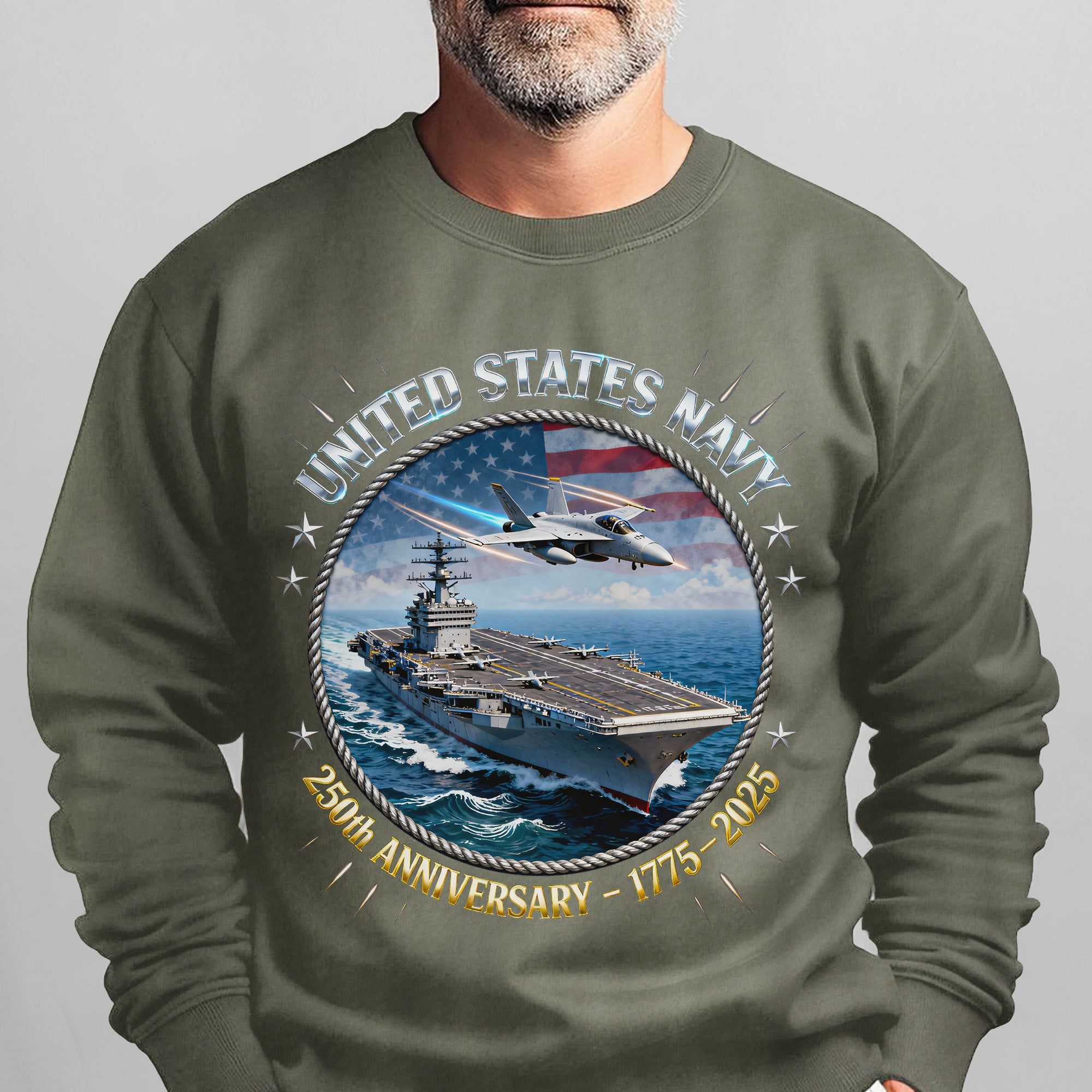 United States Navy 250th Anniversary 1775–2025 Proud US Military Veteran Honor Courage Service Sweatshirt