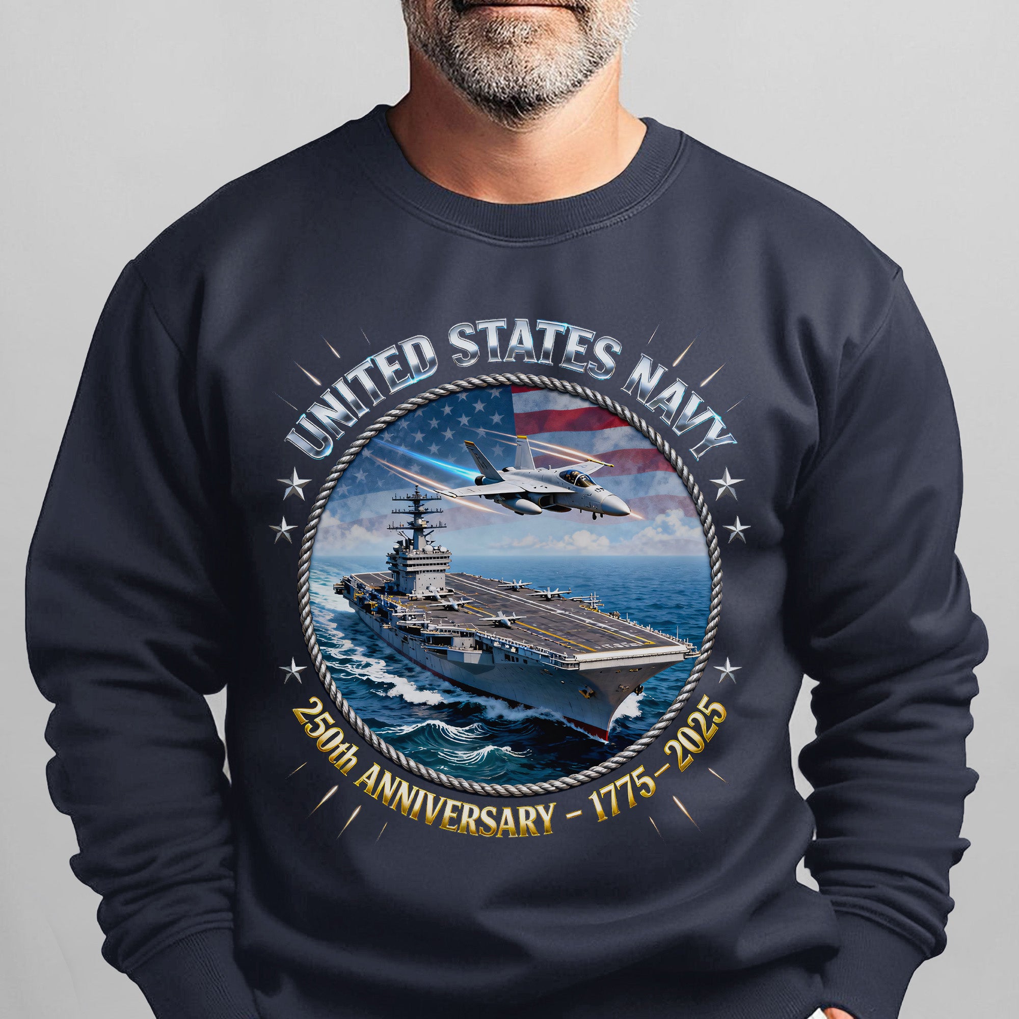 United States Navy 250th Anniversary 1775–2025 Proud US Military Veteran Honor Courage Service Sweatshirt