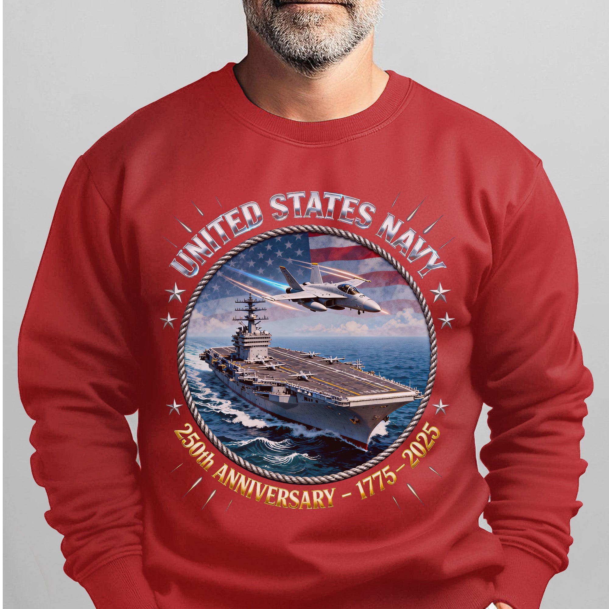 United States Navy 250th Anniversary 1775–2025 Proud US Military Veteran Honor Courage Service Sweatshirt
