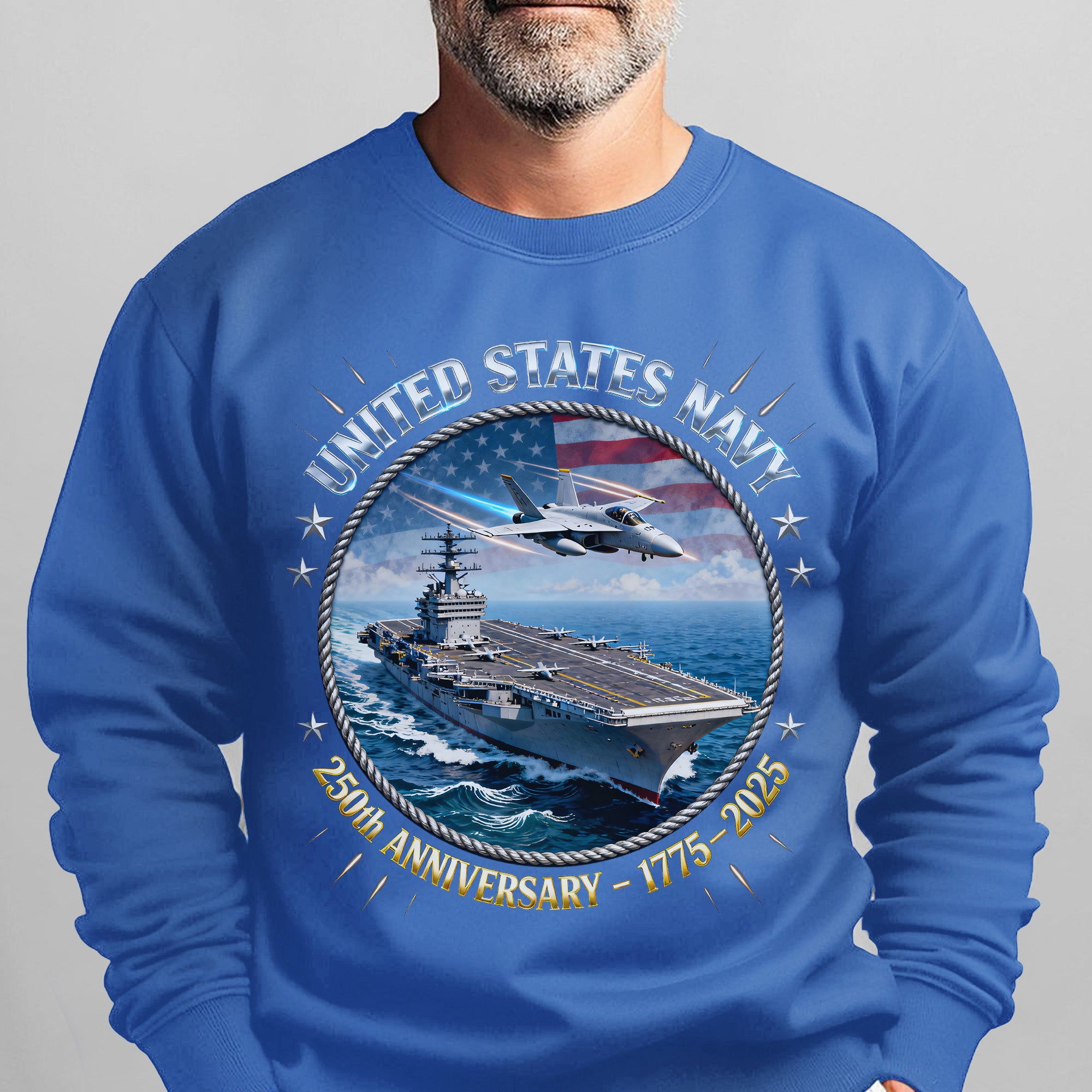 United States Navy 250th Anniversary 1775–2025 Proud US Military Veteran Honor Courage Service Sweatshirt
