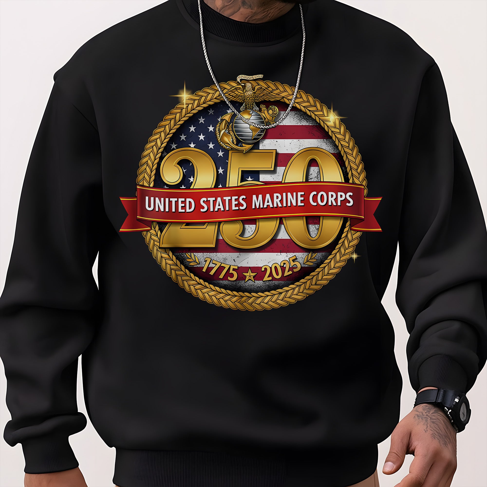 United States Marine Corps 250 1775–2025 Proud US Military Veteran Honor Courage Semper Fi Sweatshirt