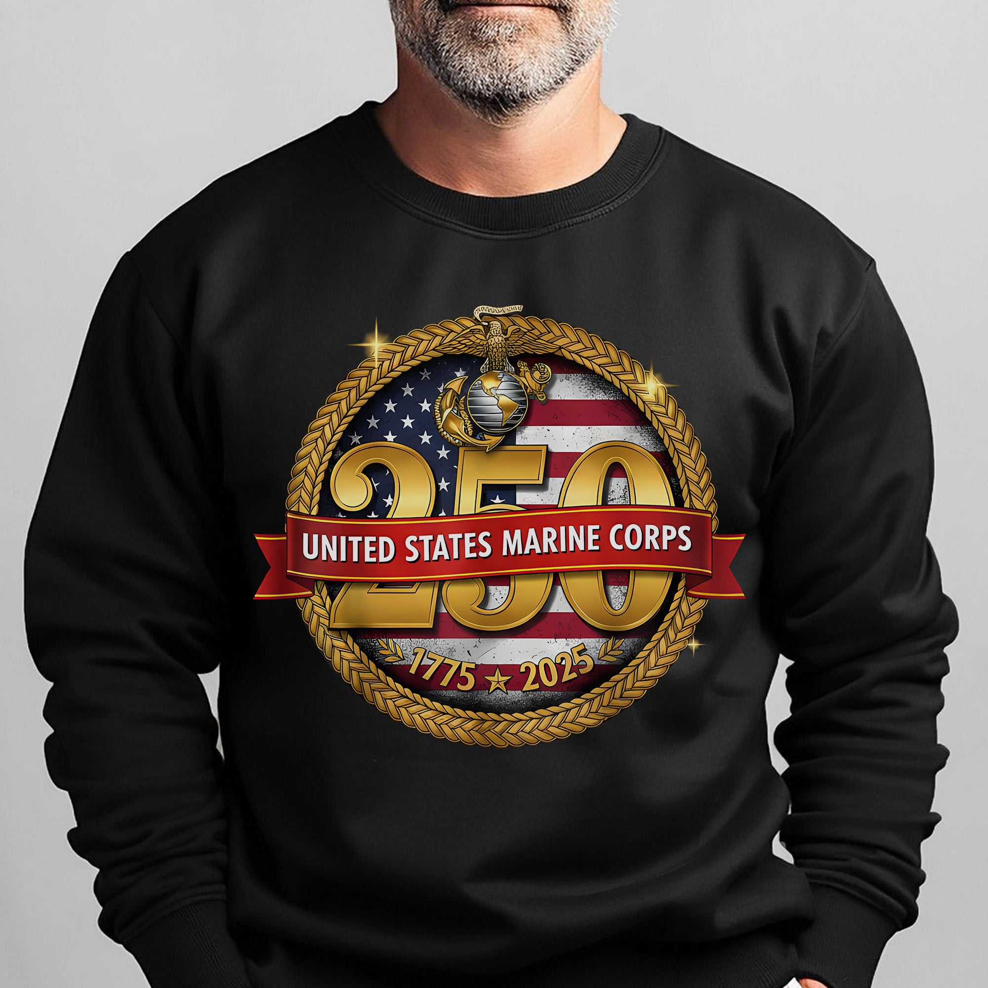 United States Marine Corps 250 1775–2025 Proud US Military Veteran Honor Courage Semper Fi Sweatshirt