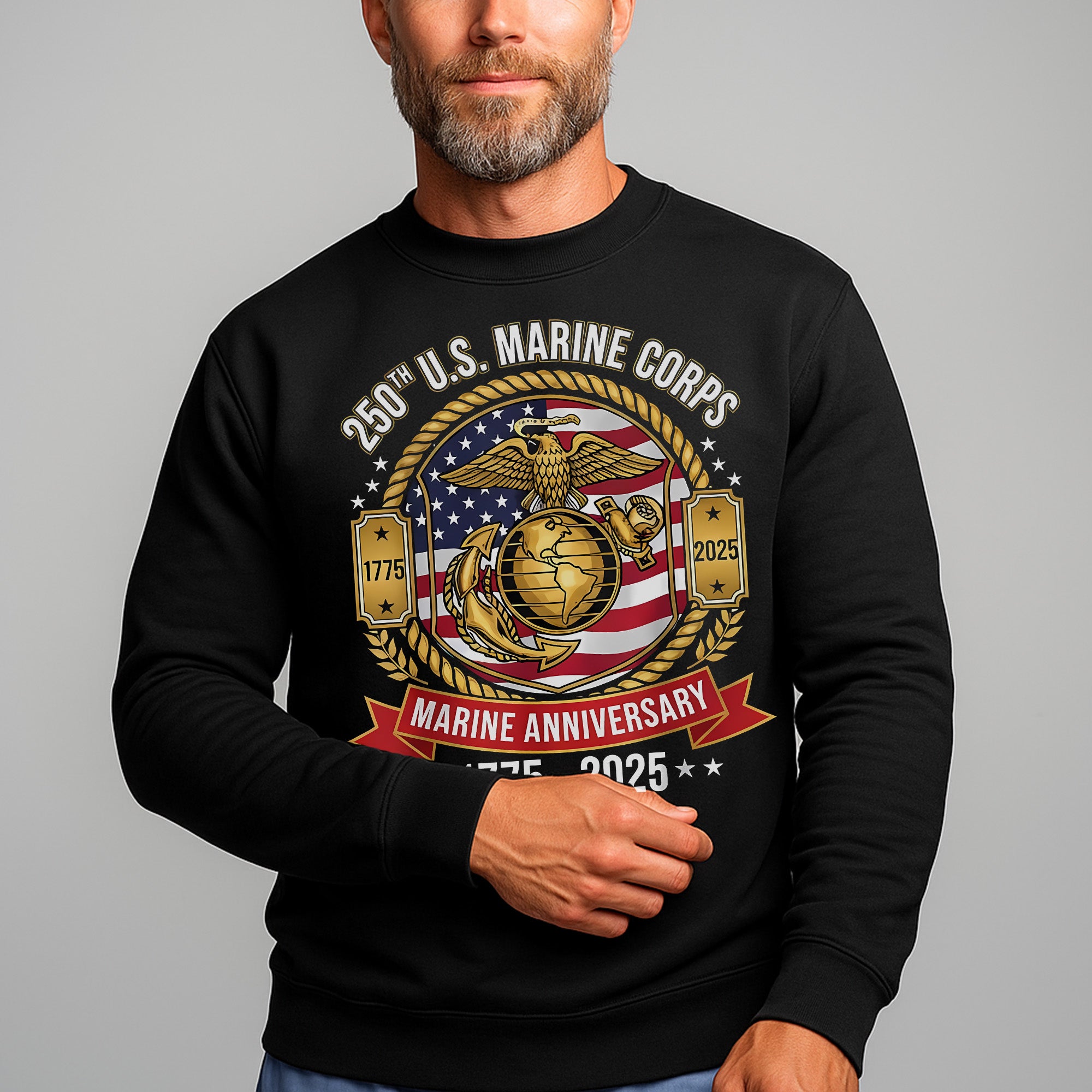 250th US Marine Corps Anniversary 1775–2025 Proud US Military Veteran Honor Courage Semper Fi Sweatshirt