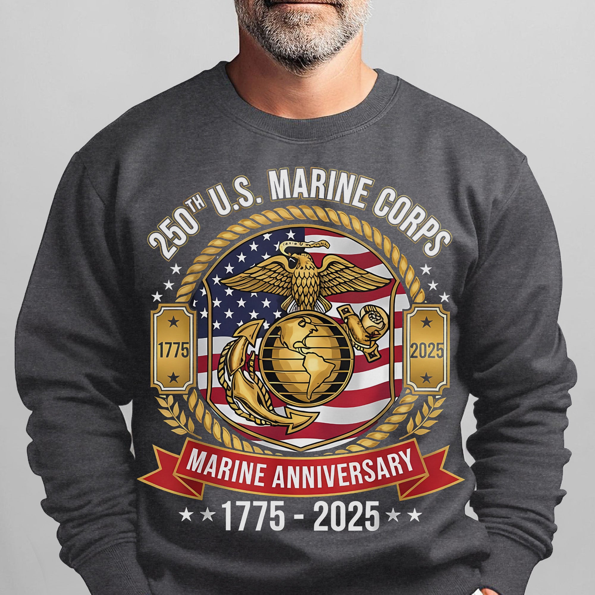250th US Marine Corps Anniversary 1775–2025 Proud US Military Veteran Honor Courage Semper Fi Sweatshirt