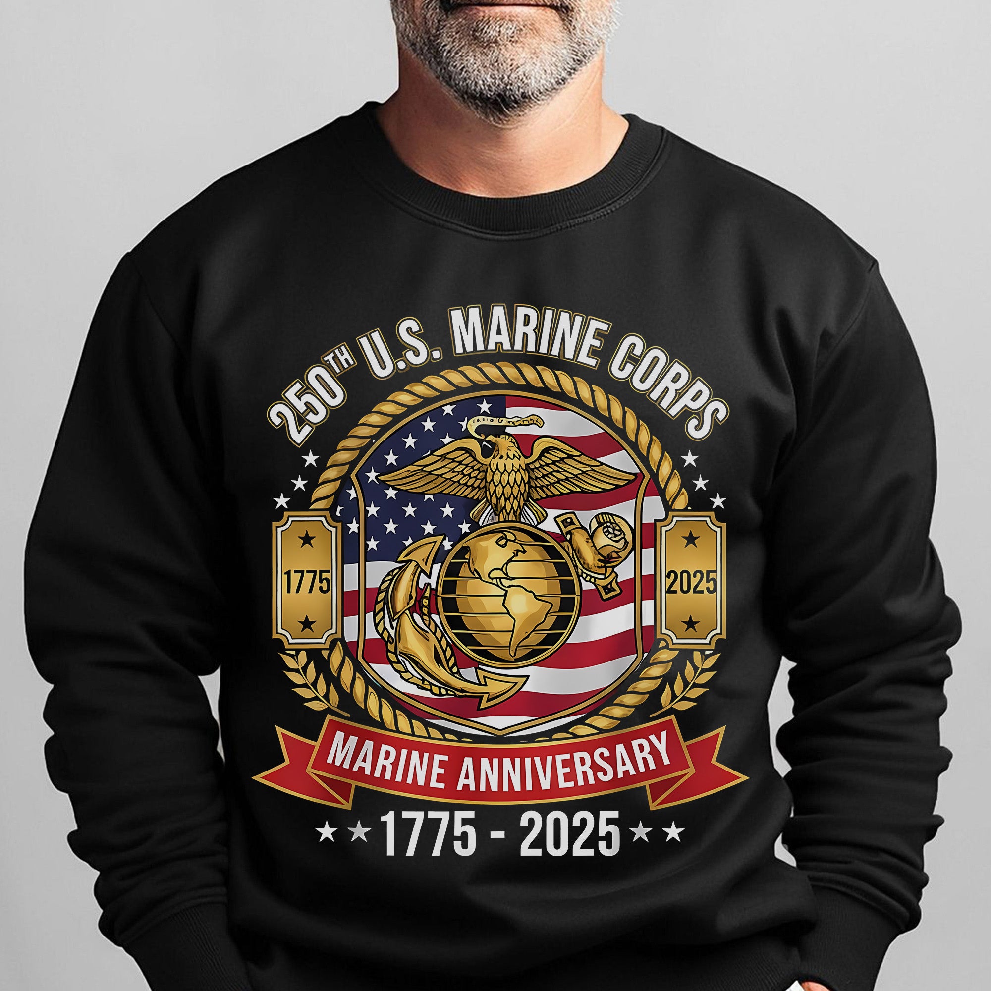 250th US Marine Corps Anniversary 1775–2025 Proud US Military Veteran Honor Courage Semper Fi Sweatshirt