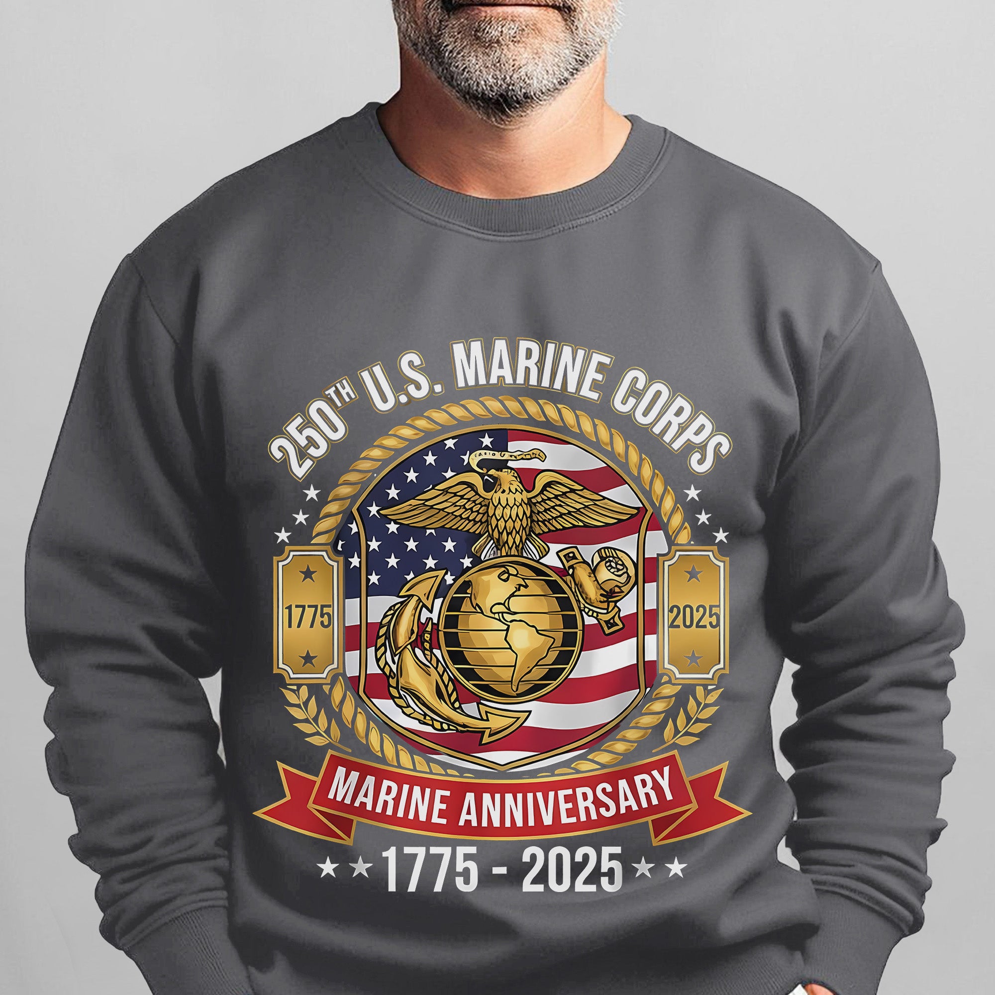 250th US Marine Corps Anniversary 1775–2025 Proud US Military Veteran Honor Courage Semper Fi Sweatshirt