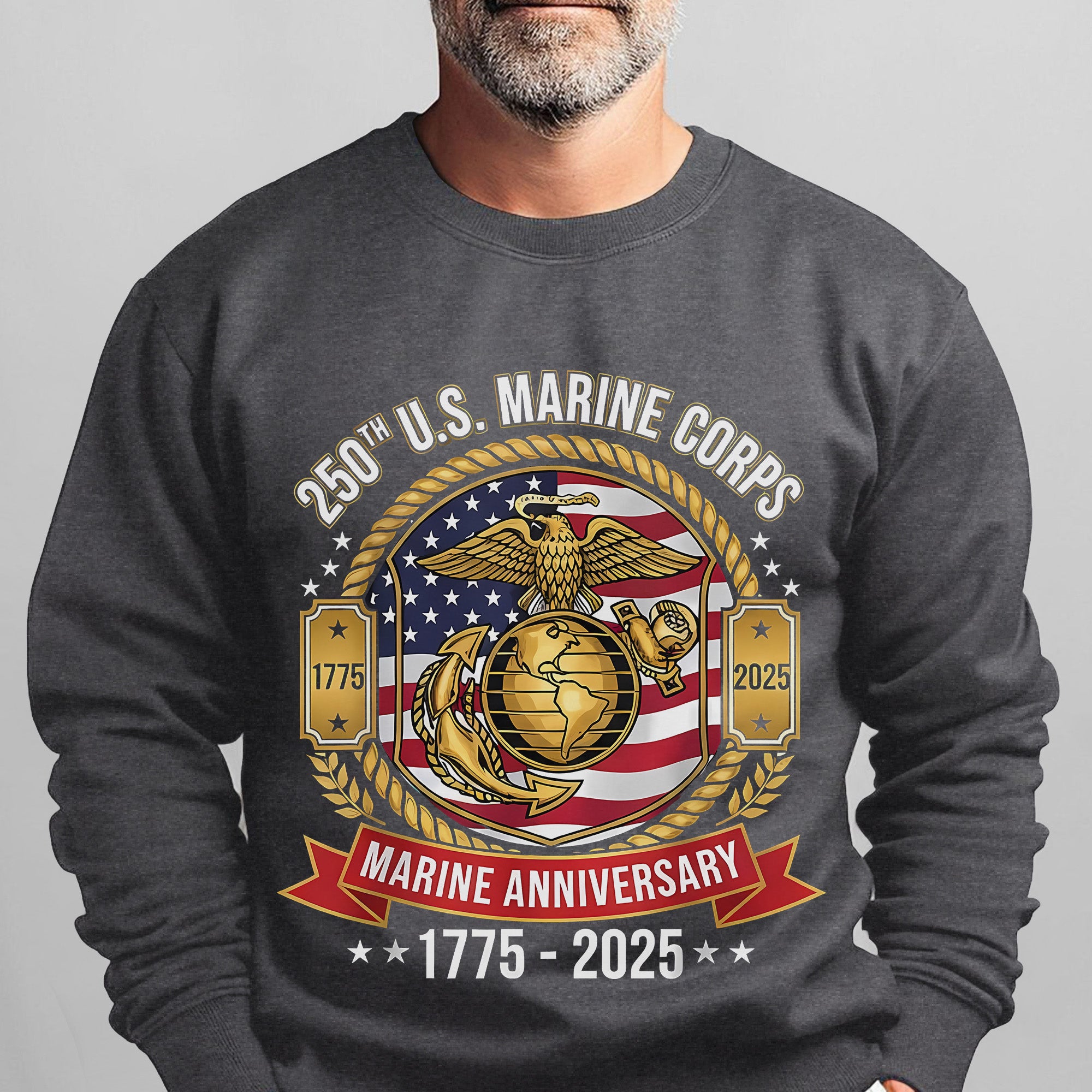 250th US Marine Corps Anniversary 1775–2025 Proud US Military Veteran Honor Courage Semper Fi Sweatshirt