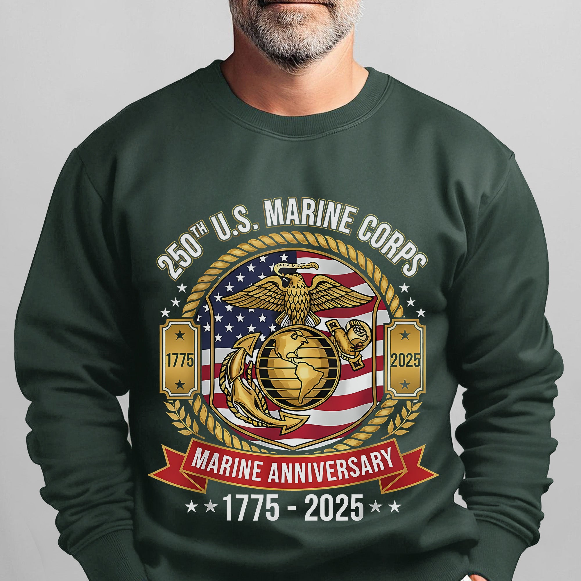 250th US Marine Corps Anniversary 1775–2025 Proud US Military Veteran Honor Courage Semper Fi Sweatshirt