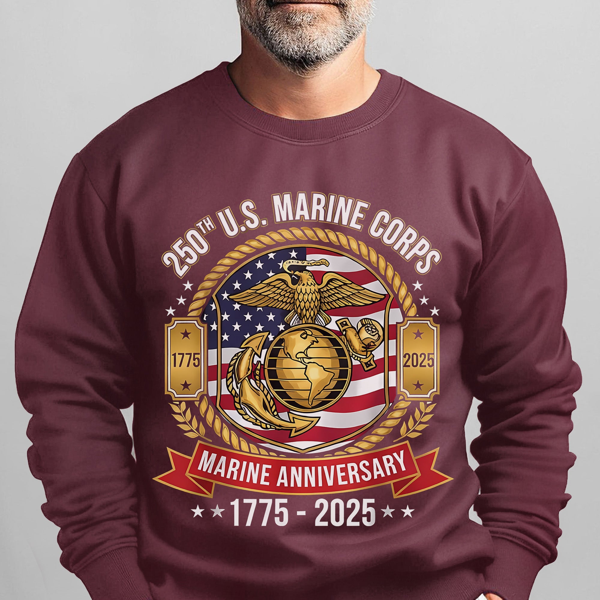 250th US Marine Corps Anniversary 1775–2025 Proud US Military Veteran Honor Courage Semper Fi Sweatshirt