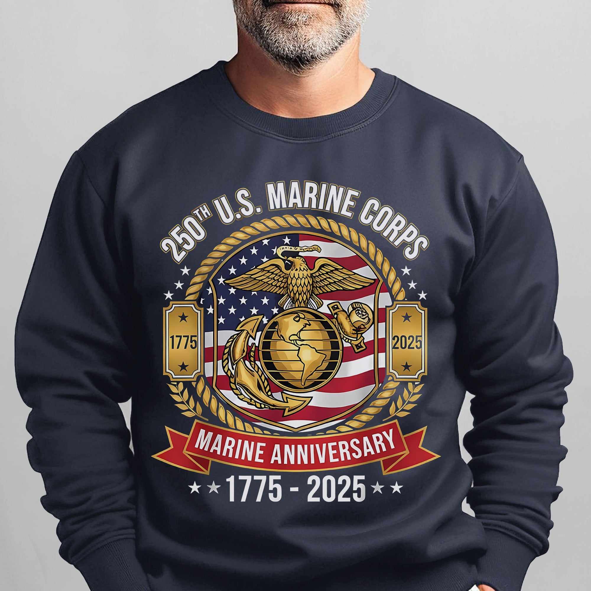 250th US Marine Corps Anniversary 1775–2025 Proud US Military Veteran Honor Courage Semper Fi Sweatshirt