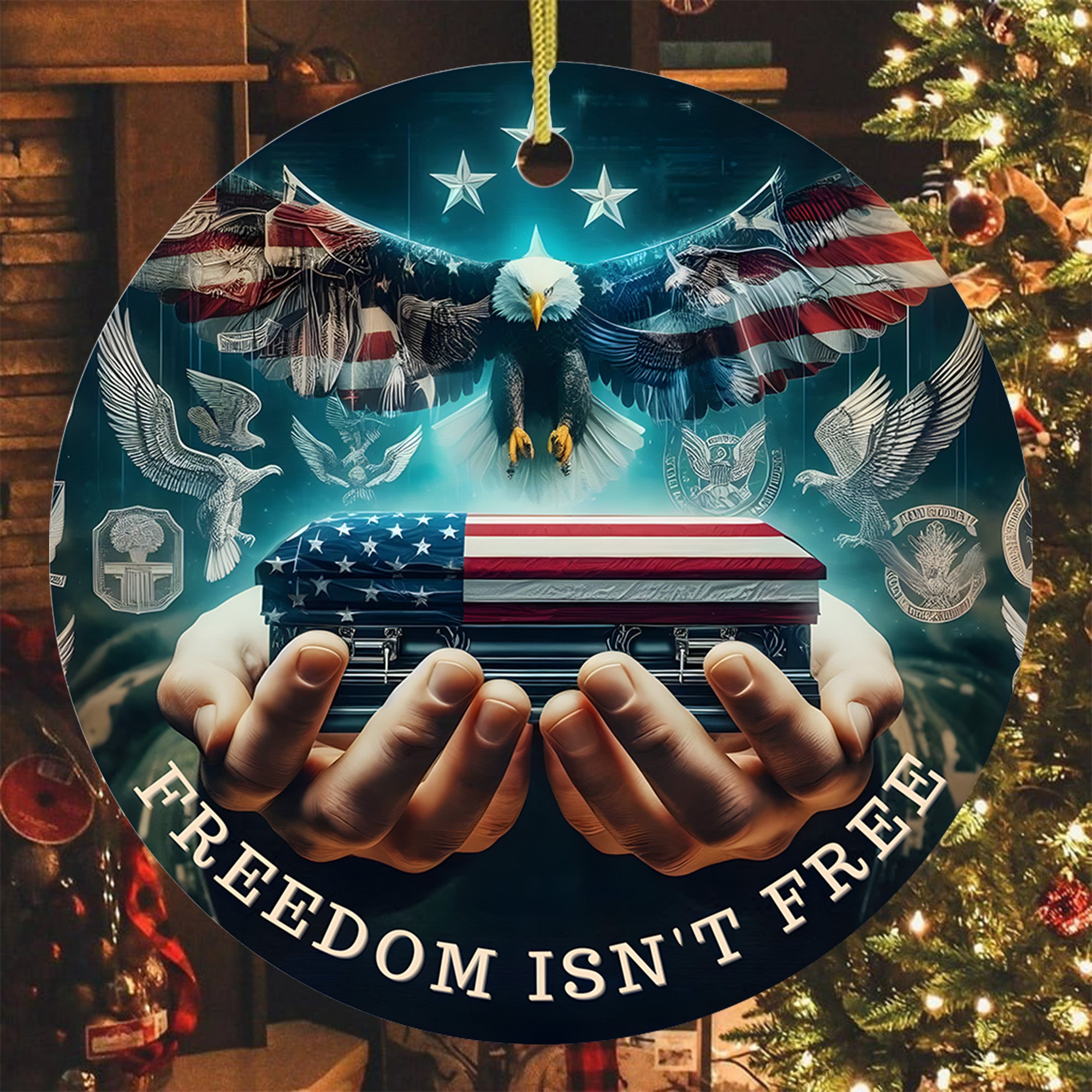 Freedom Isn't Free Proud US Military Veteran Honor Courage Sacrifice Service Loyalty Always Ornament