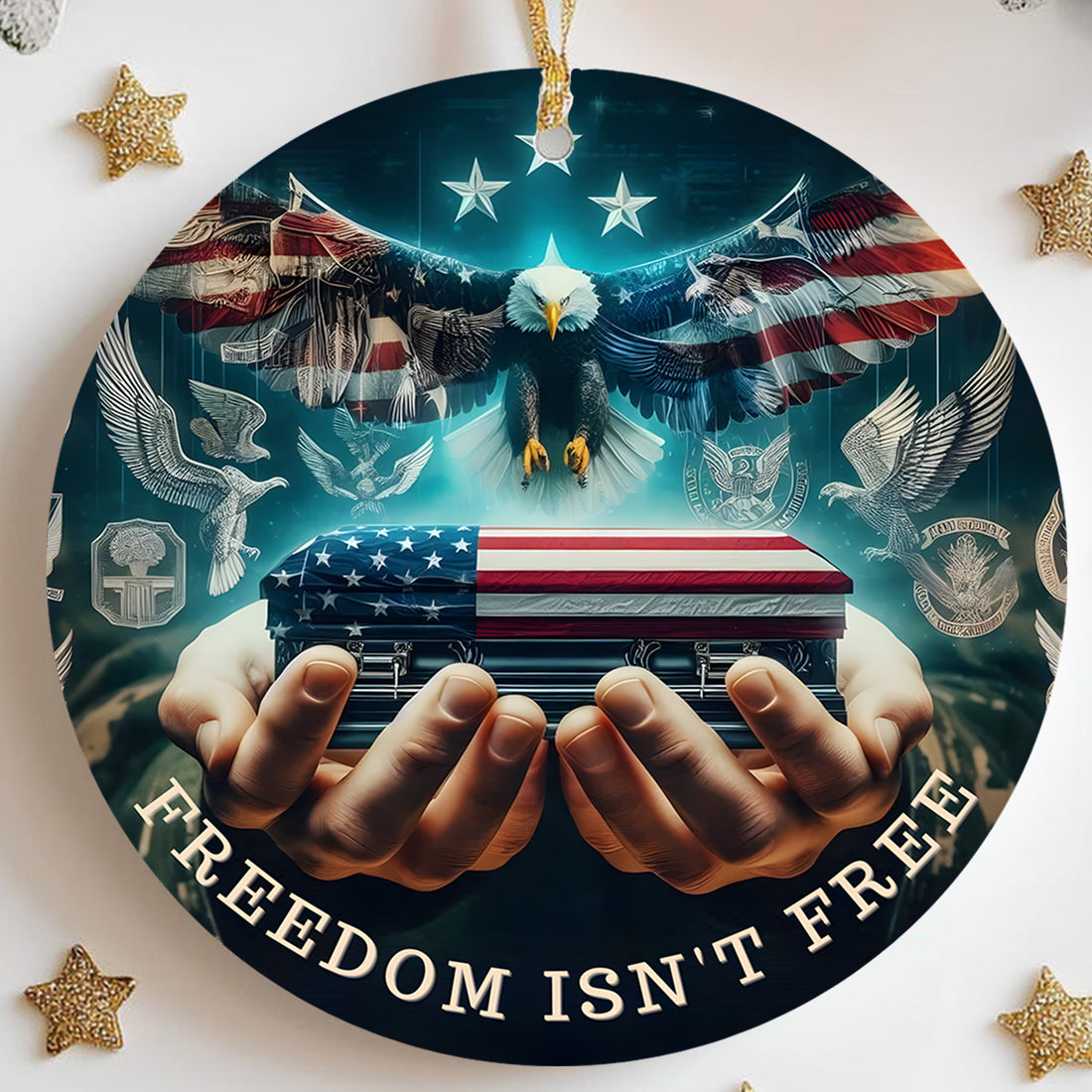 Freedom Isn't Free Proud US Military Veteran Honor Courage Sacrifice Service Loyalty Always Ornament