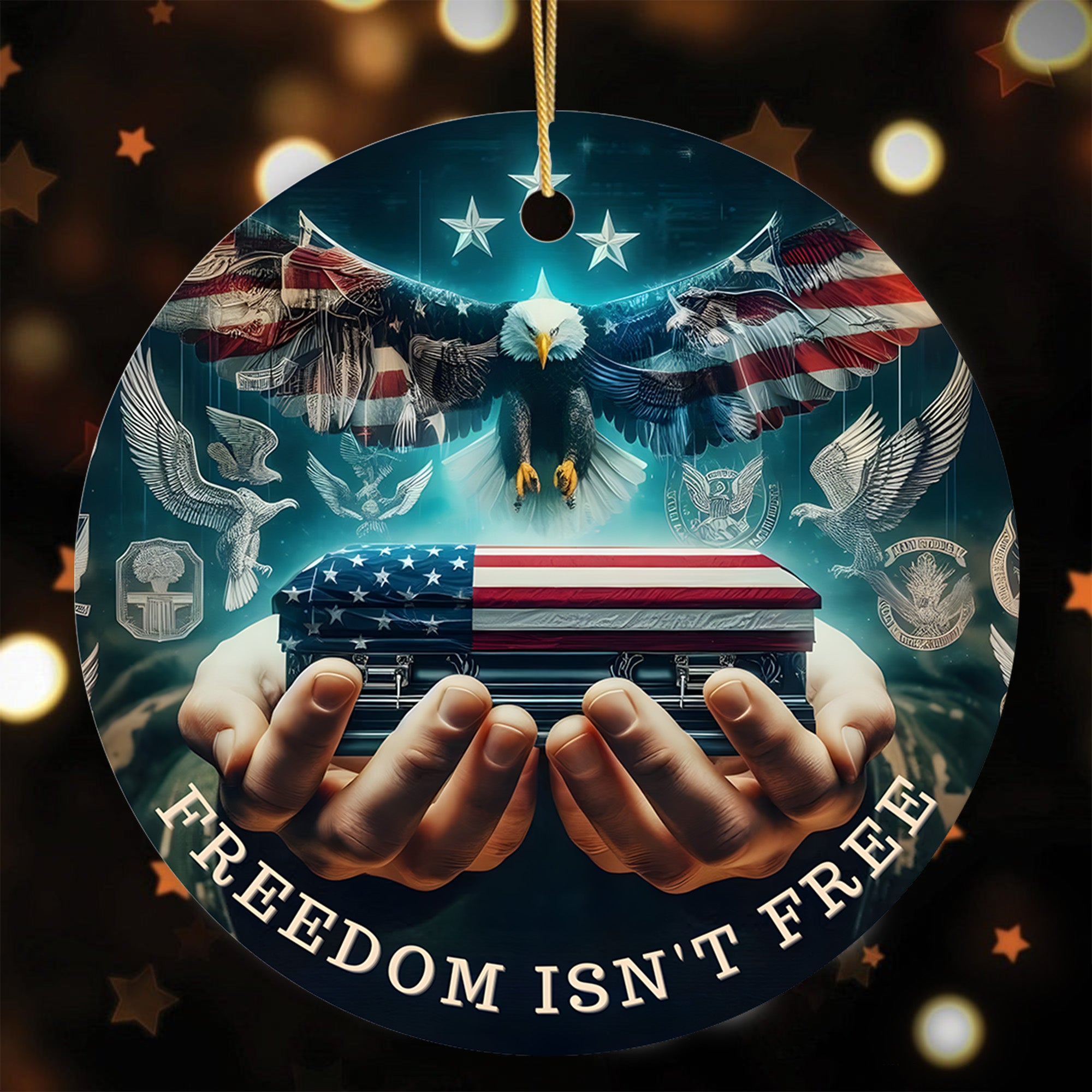 Freedom Isn't Free Proud US Military Veteran Honor Courage Sacrifice Service Loyalty Always Ornament