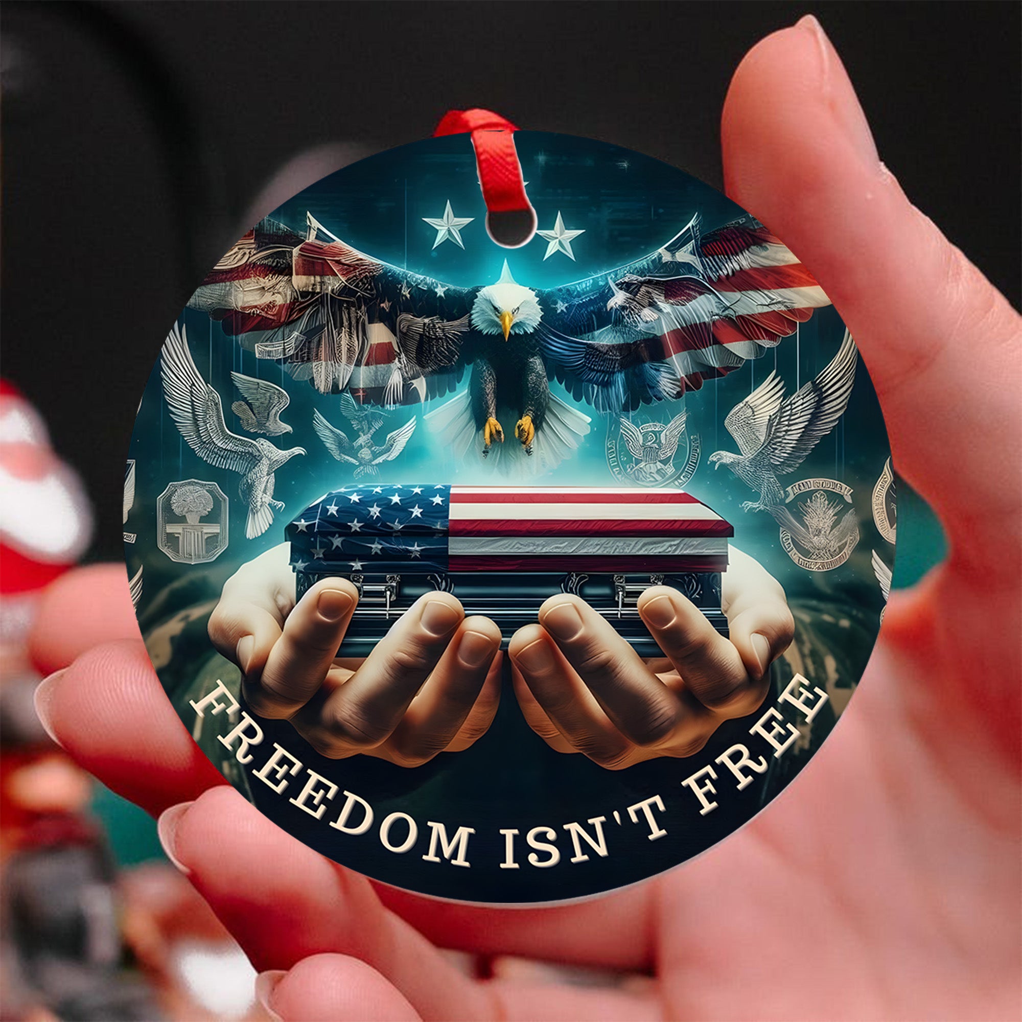 Freedom Isn't Free Proud US Military Veteran Honor Courage Sacrifice Service Loyalty Always Ornament