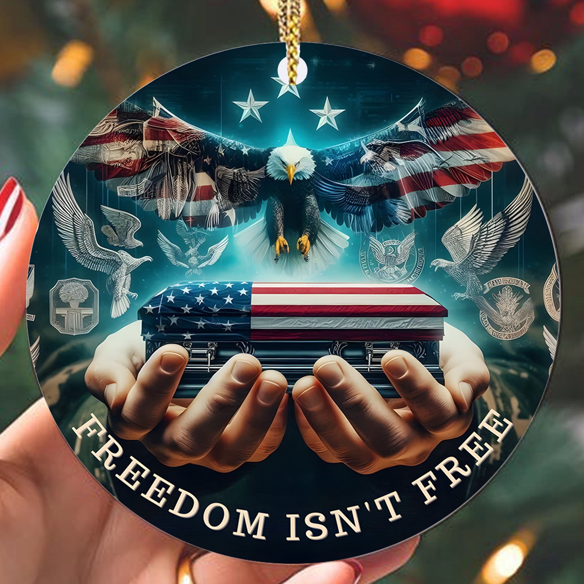 Freedom Isn't Free Proud US Military Veteran Honor Courage Sacrifice Service Loyalty Always Ornament