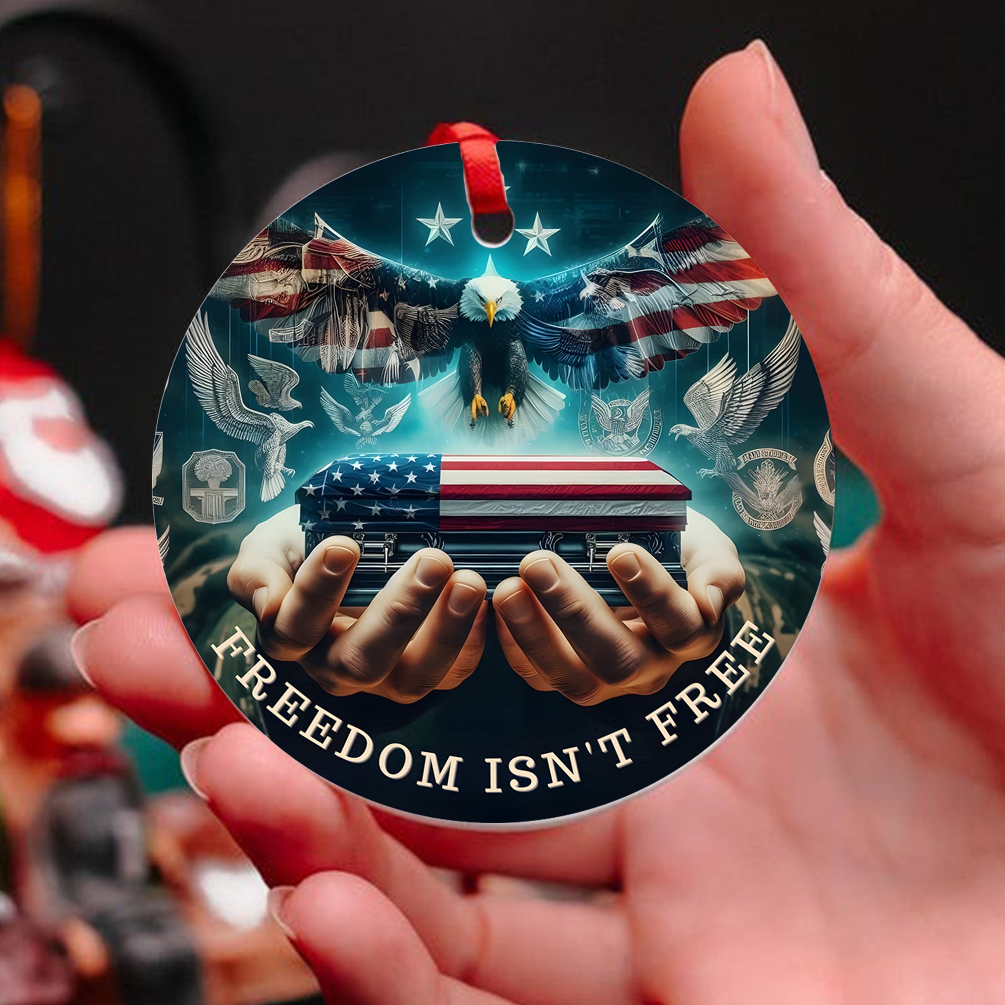 Freedom Isn't Free Proud US Military Veteran Honor Courage Sacrifice Service Loyalty Always Ornament