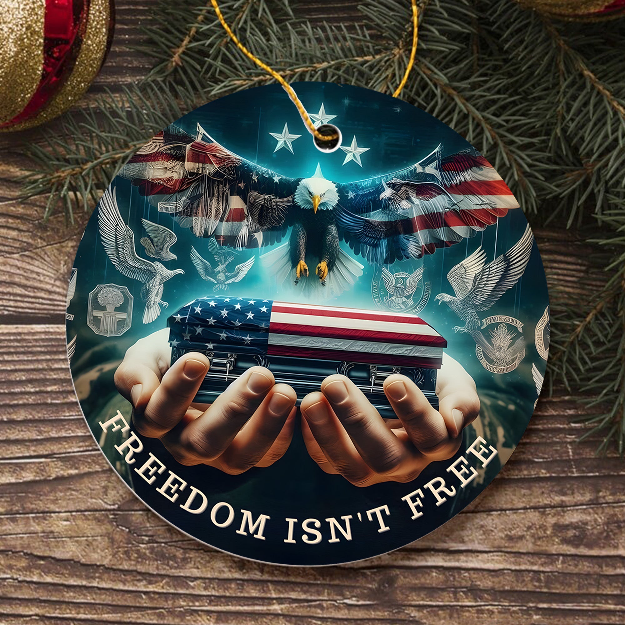 Freedom Isn't Free Proud US Military Veteran Honor Courage Sacrifice Service Loyalty Always Ornament