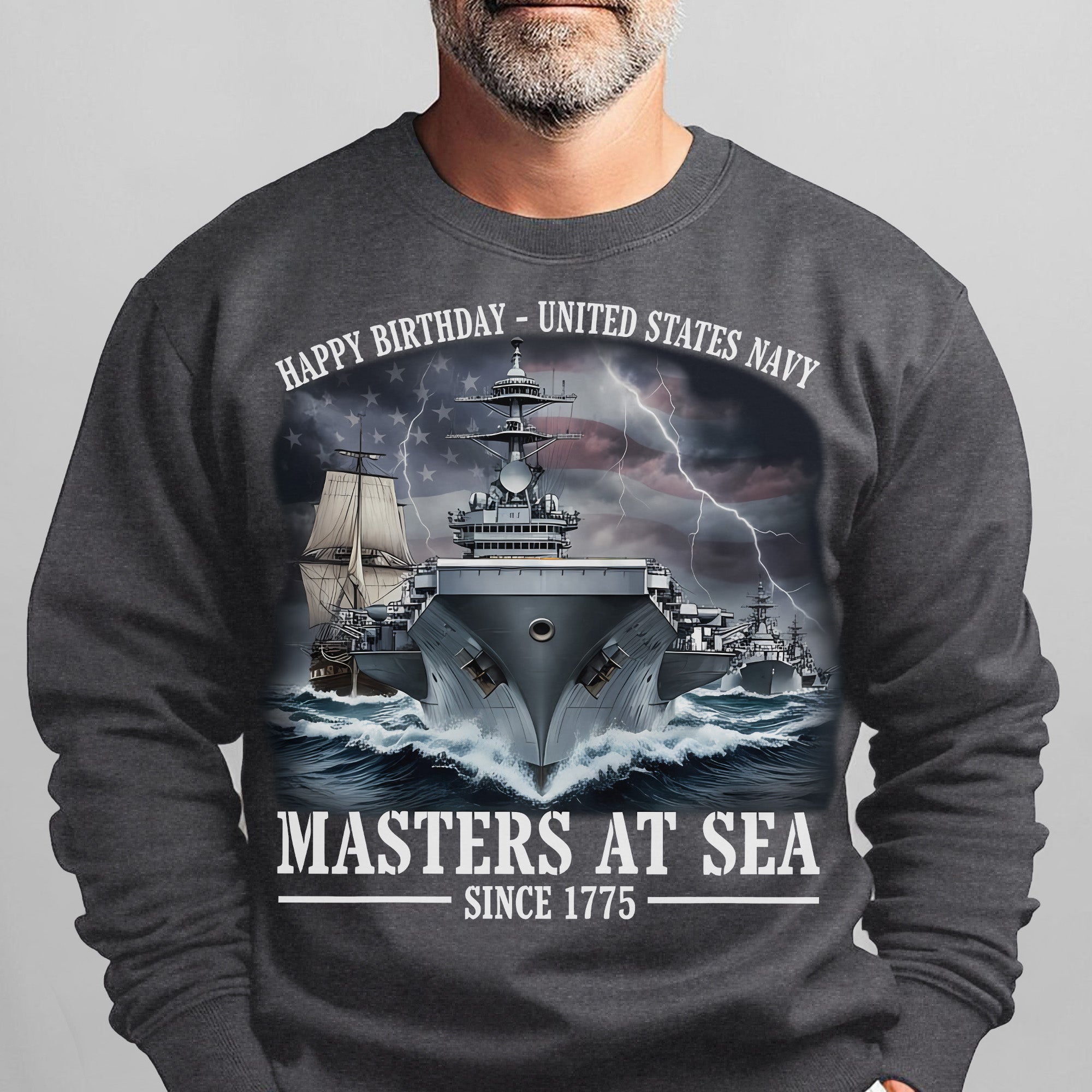 Happy Birthday United States Navy Since 1775 Masters at Sea Proud US Military Veteran Honor Sweatshirt