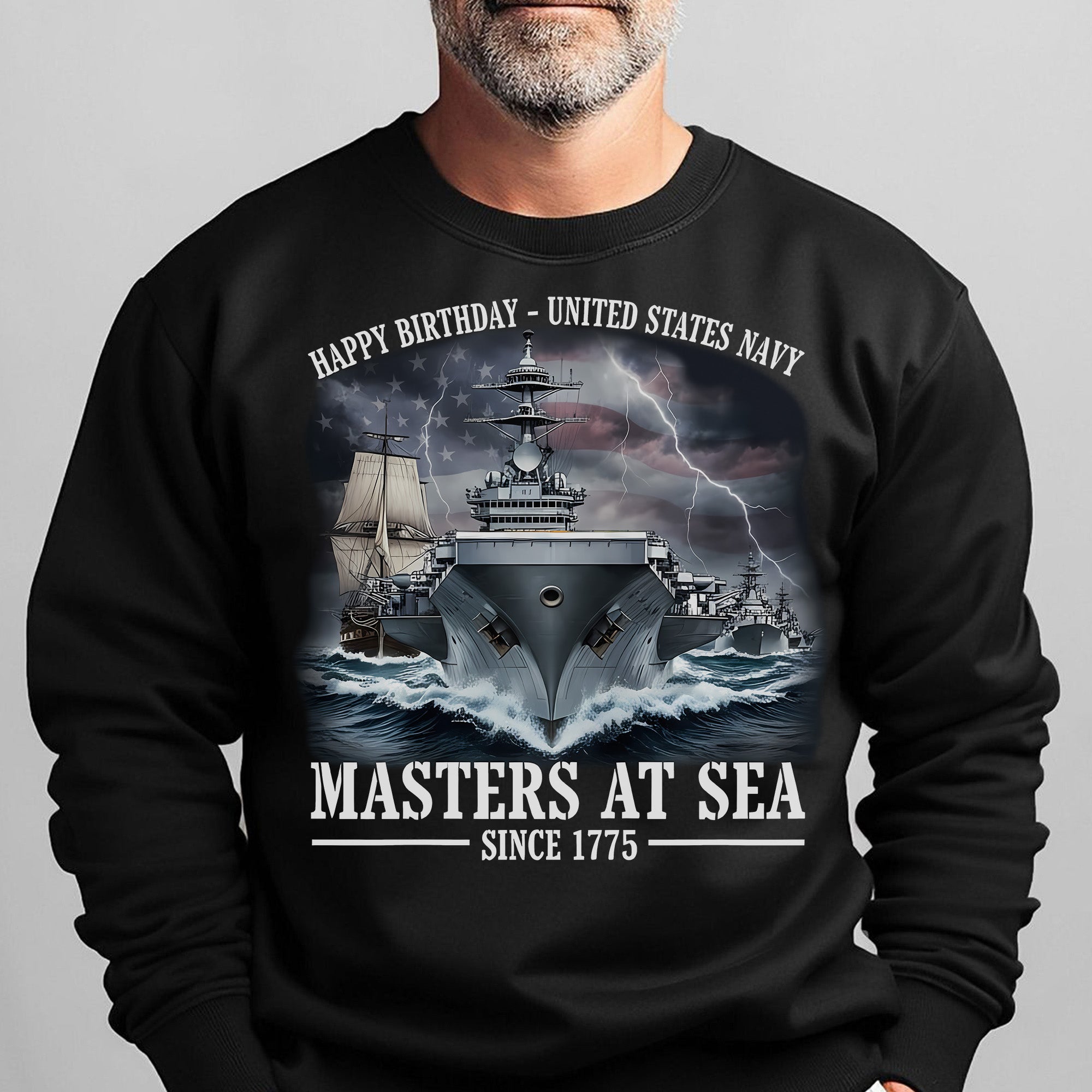 Happy Birthday United States Navy Since 1775 Masters at Sea Proud US Military Veteran Honor Sweatshirt