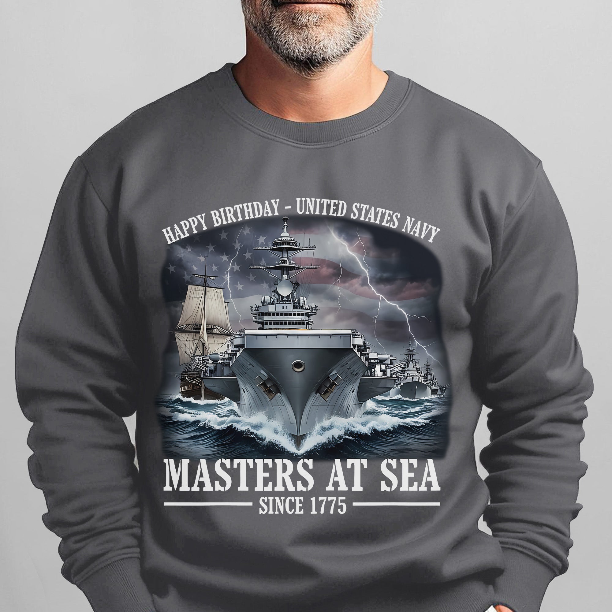 Happy Birthday United States Navy Since 1775 Masters at Sea Proud US Military Veteran Honor Sweatshirt
