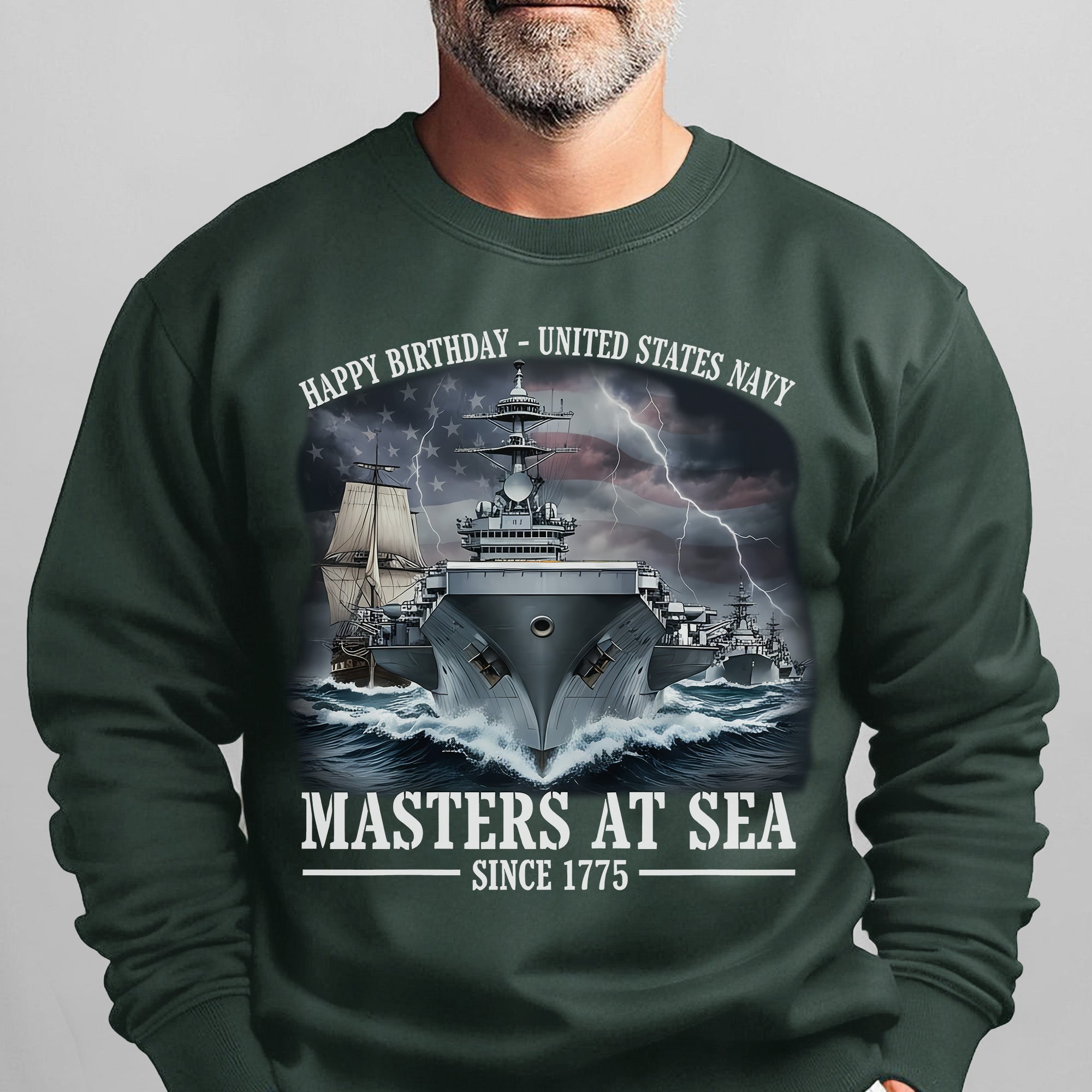 Happy Birthday United States Navy Since 1775 Masters at Sea Proud US Military Veteran Honor Sweatshirt