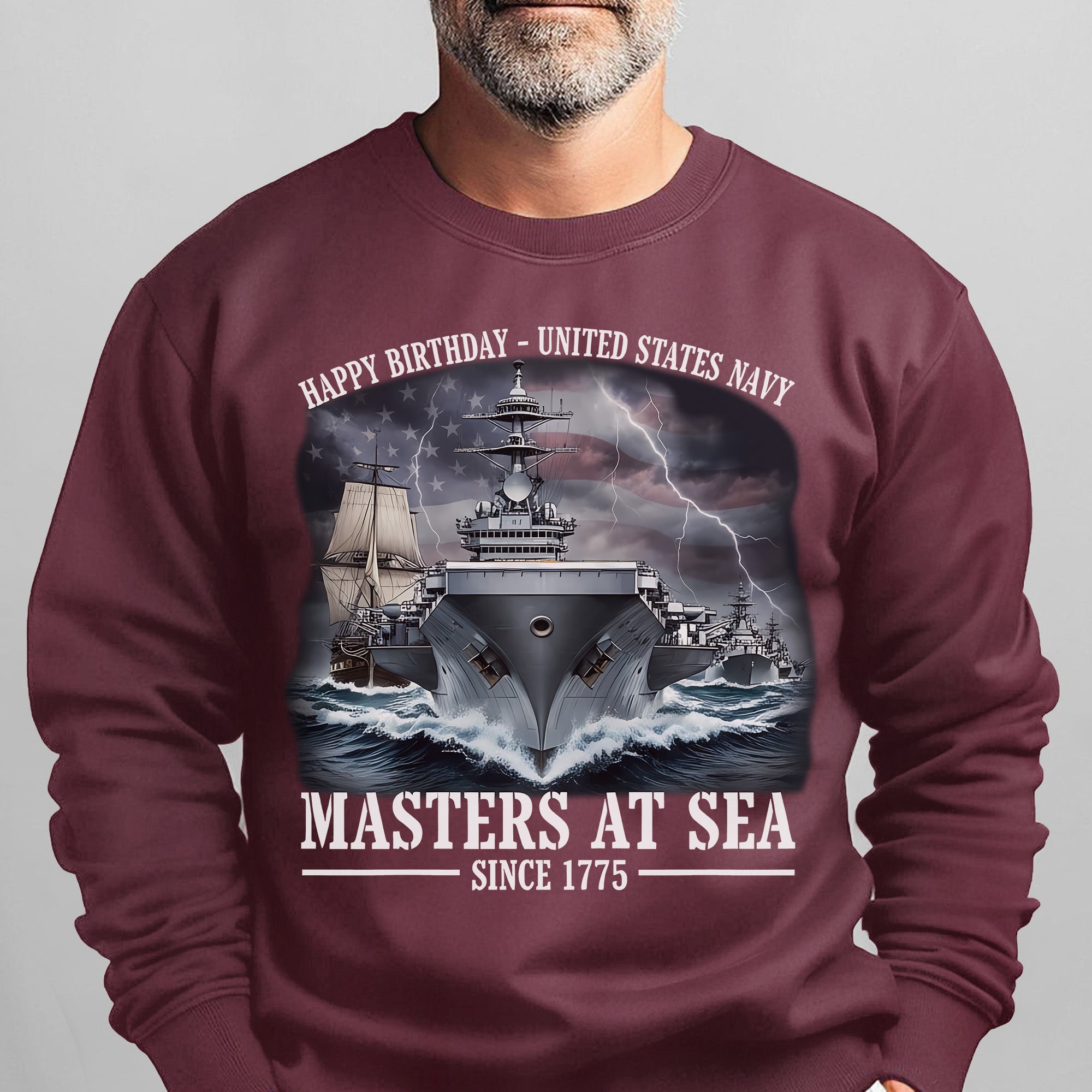 Happy Birthday United States Navy Since 1775 Masters at Sea Proud US Military Veteran Honor Sweatshirt