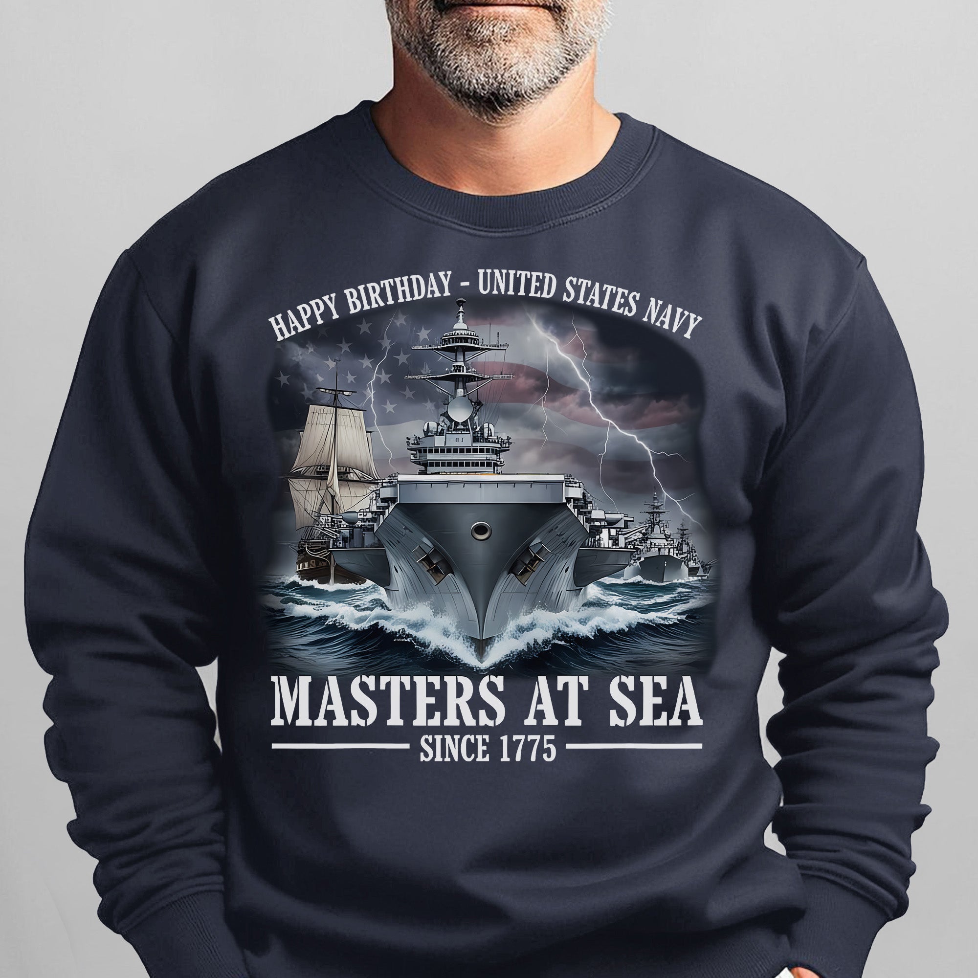 Happy Birthday United States Navy Since 1775 Masters at Sea Proud US Military Veteran Honor Sweatshirt