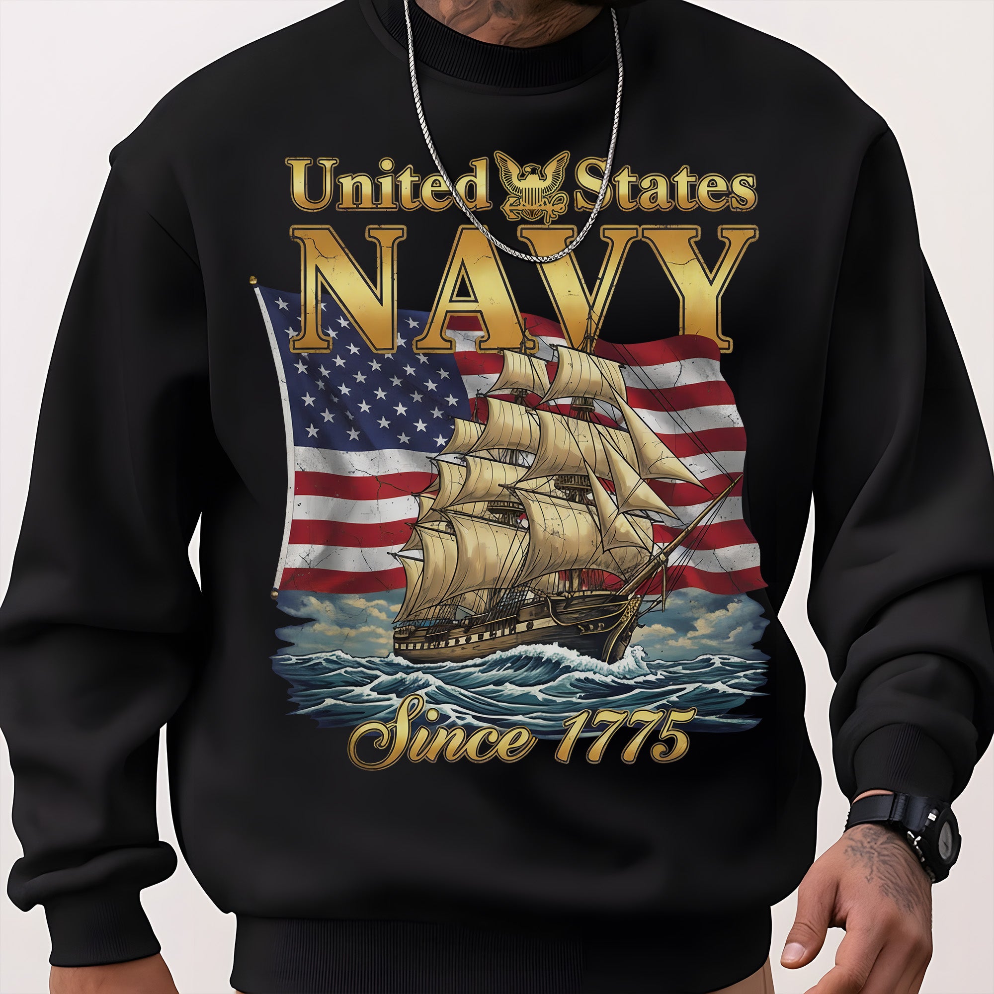 United States Navy Since 1775 Proud US Military Veteran Honor Courage Commitment Service Sweatshirt