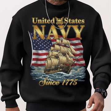 United States Navy Since 1775 Proud US Military Veteran Honor Courage Commitment Service Sweatshirt