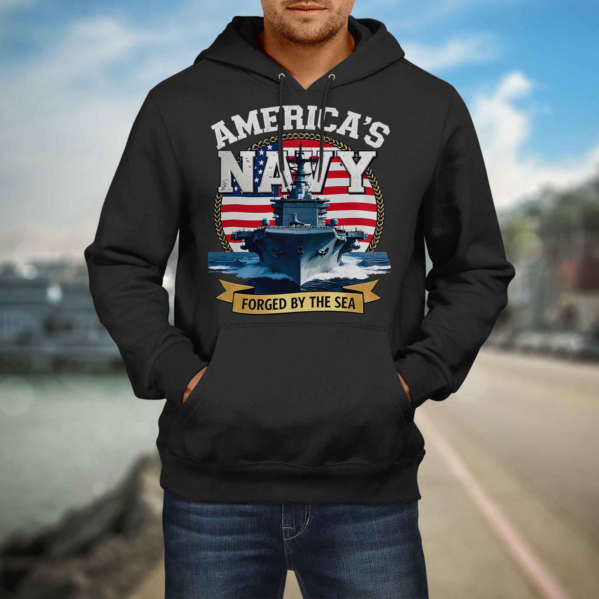 America's Navy Force by the Sea Proud US Military Veteran Honor Courage Commitment Always Hoodie