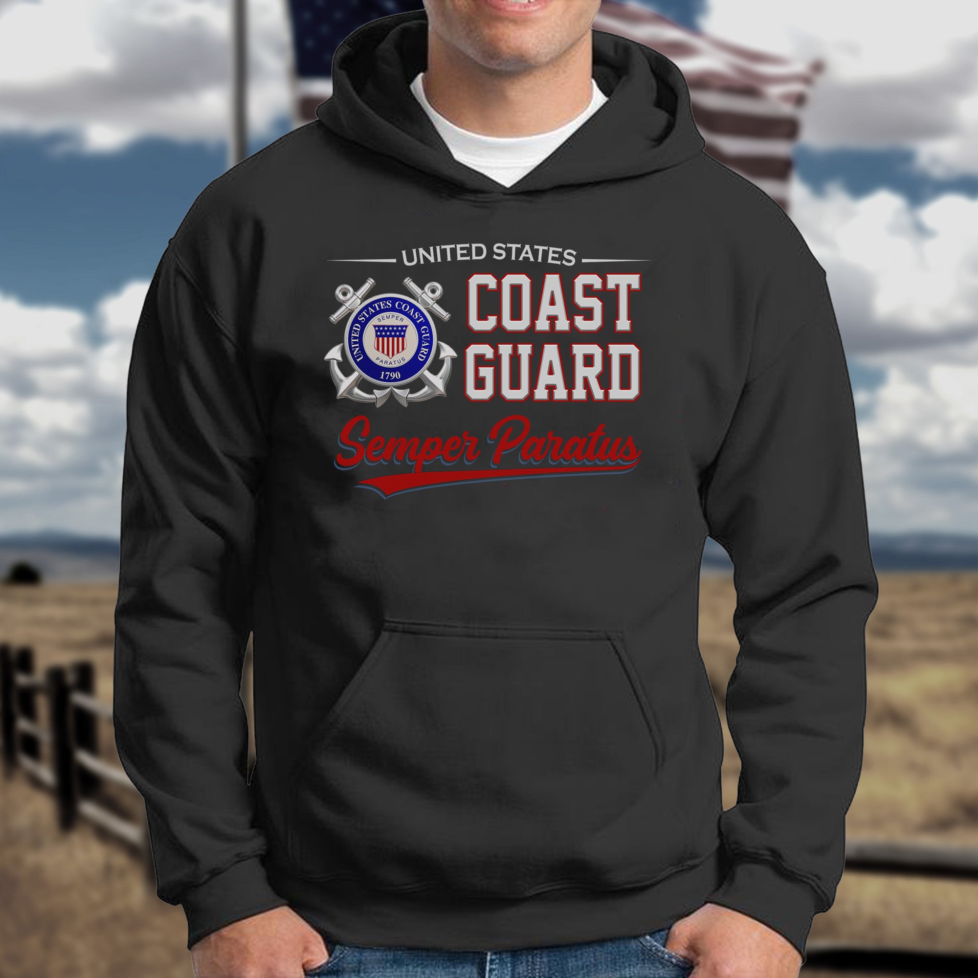 United States Coast Guard Semper Paratus Proud US Military Veteran Honor Courage Service Hoodie