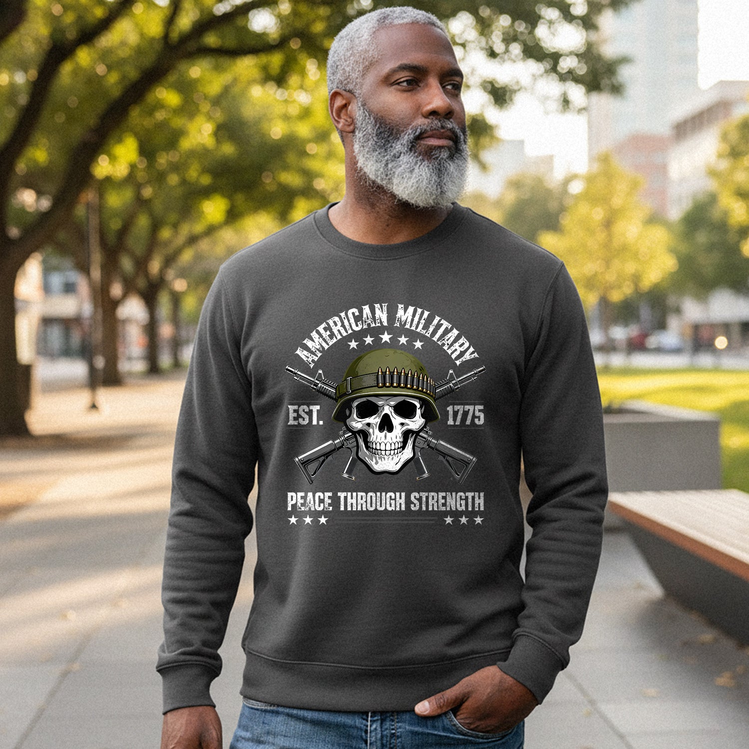 American Military Est 1775 Peace Sweatshirt