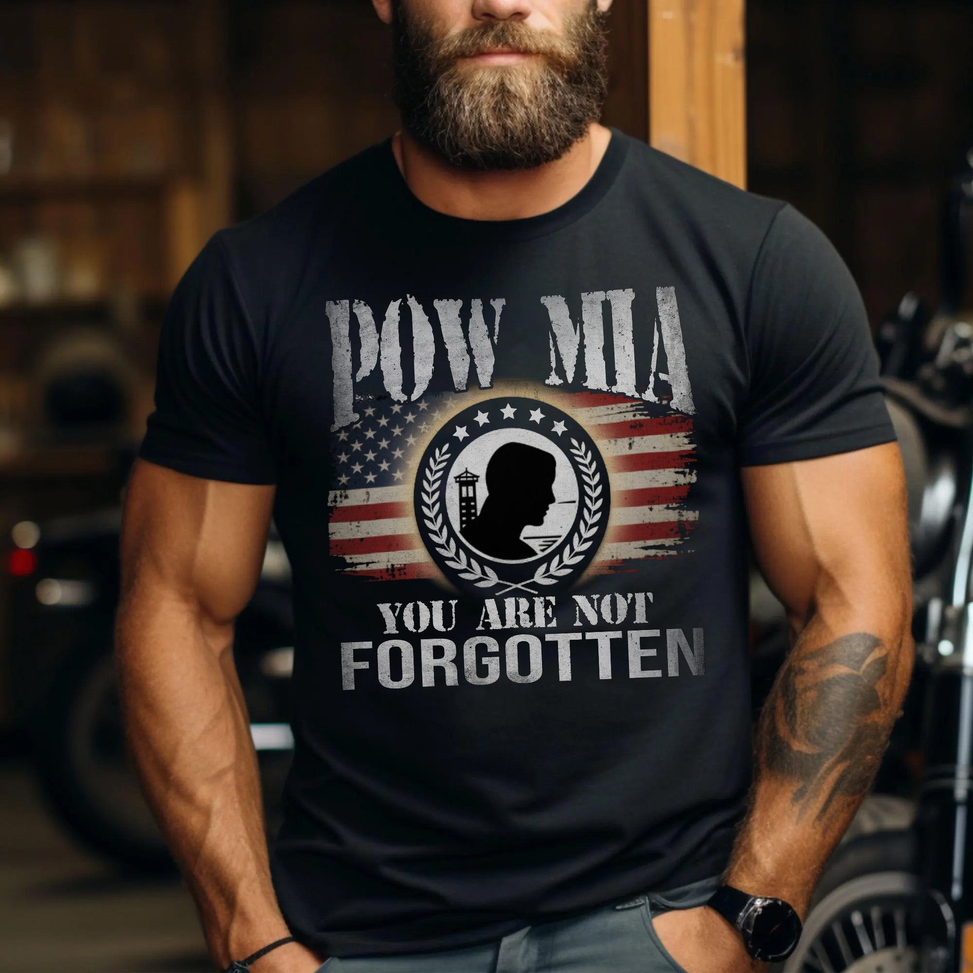 POW MIA You Are Not Forgotten US Military Veteran Patriotic Remembrance T-Shirt