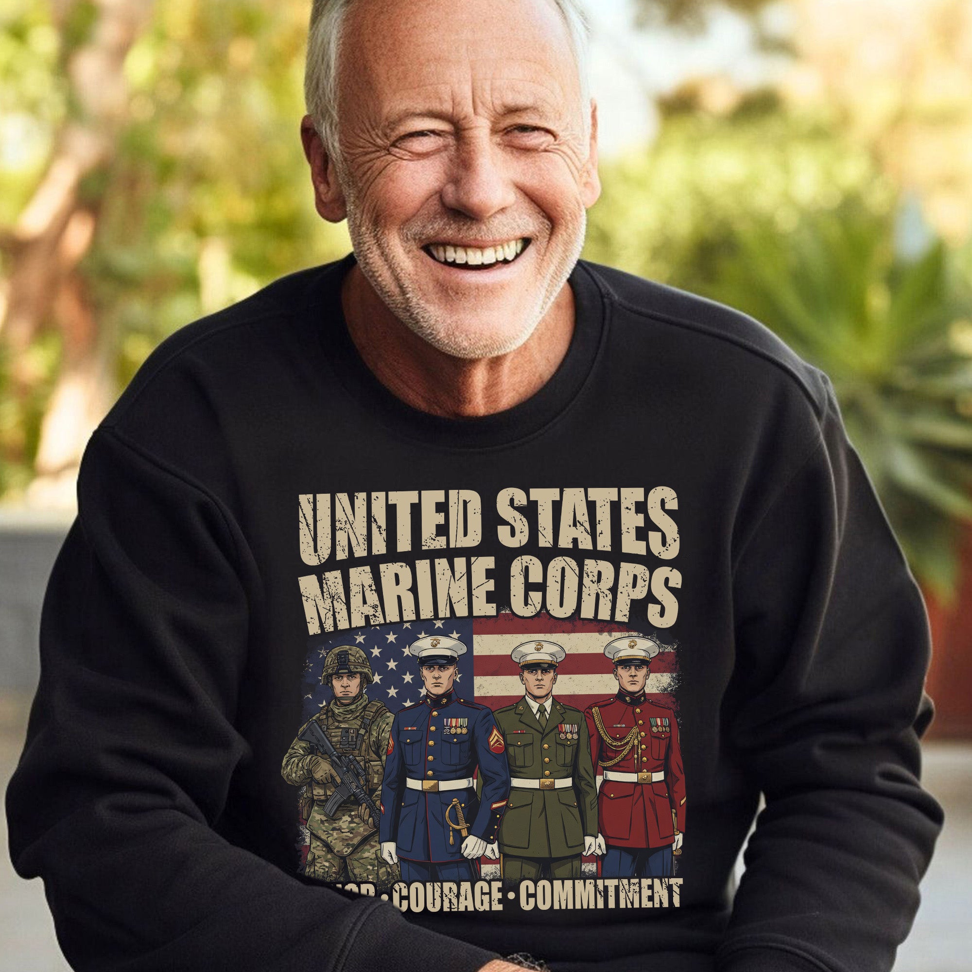 United States Marine Corps Proud US Military Veteran Honor Courage Commitment Semper Fi Sweatshirt