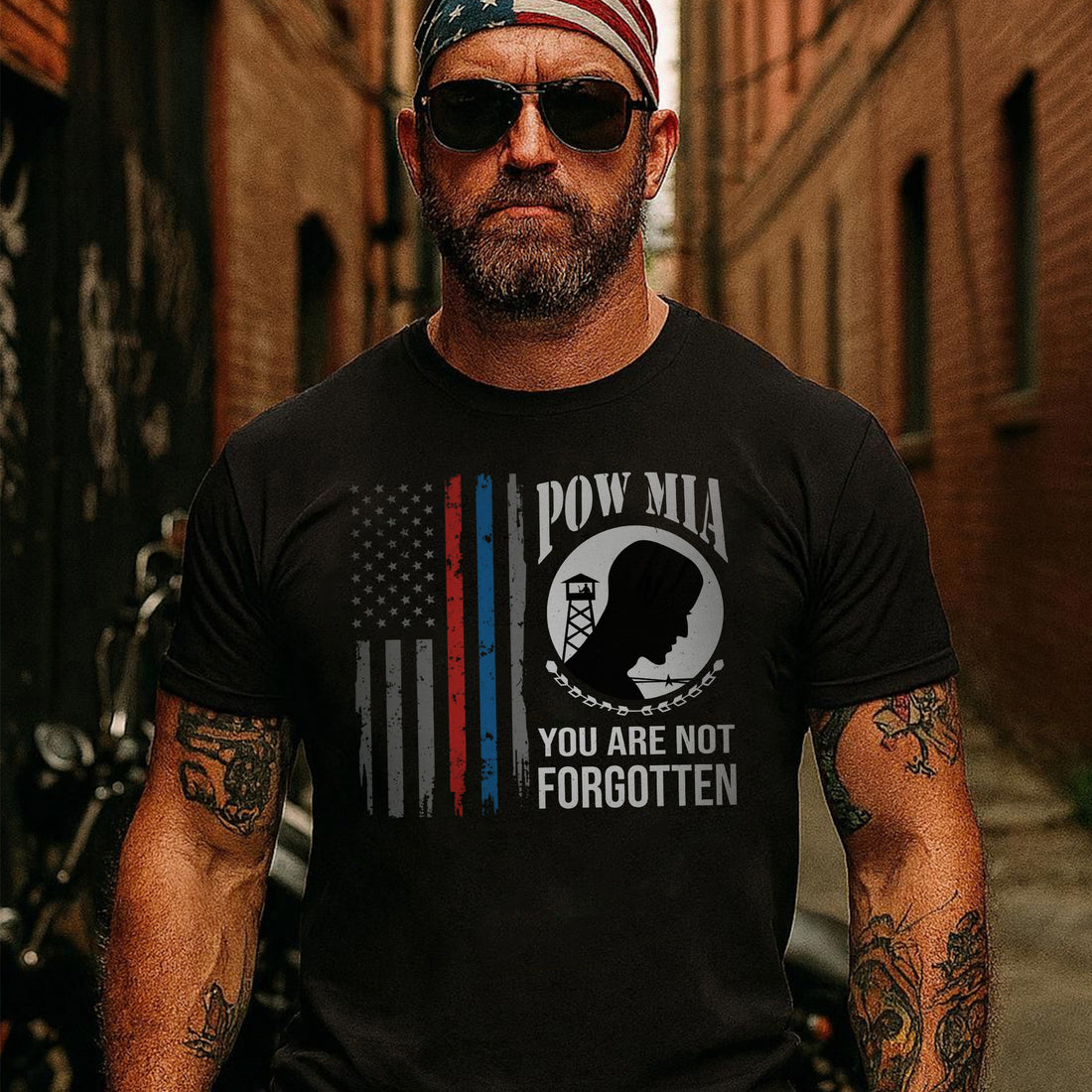 POW MIA Never Forgotten Honoring US Military Veterans With Pride and Remembrance T-Shirt