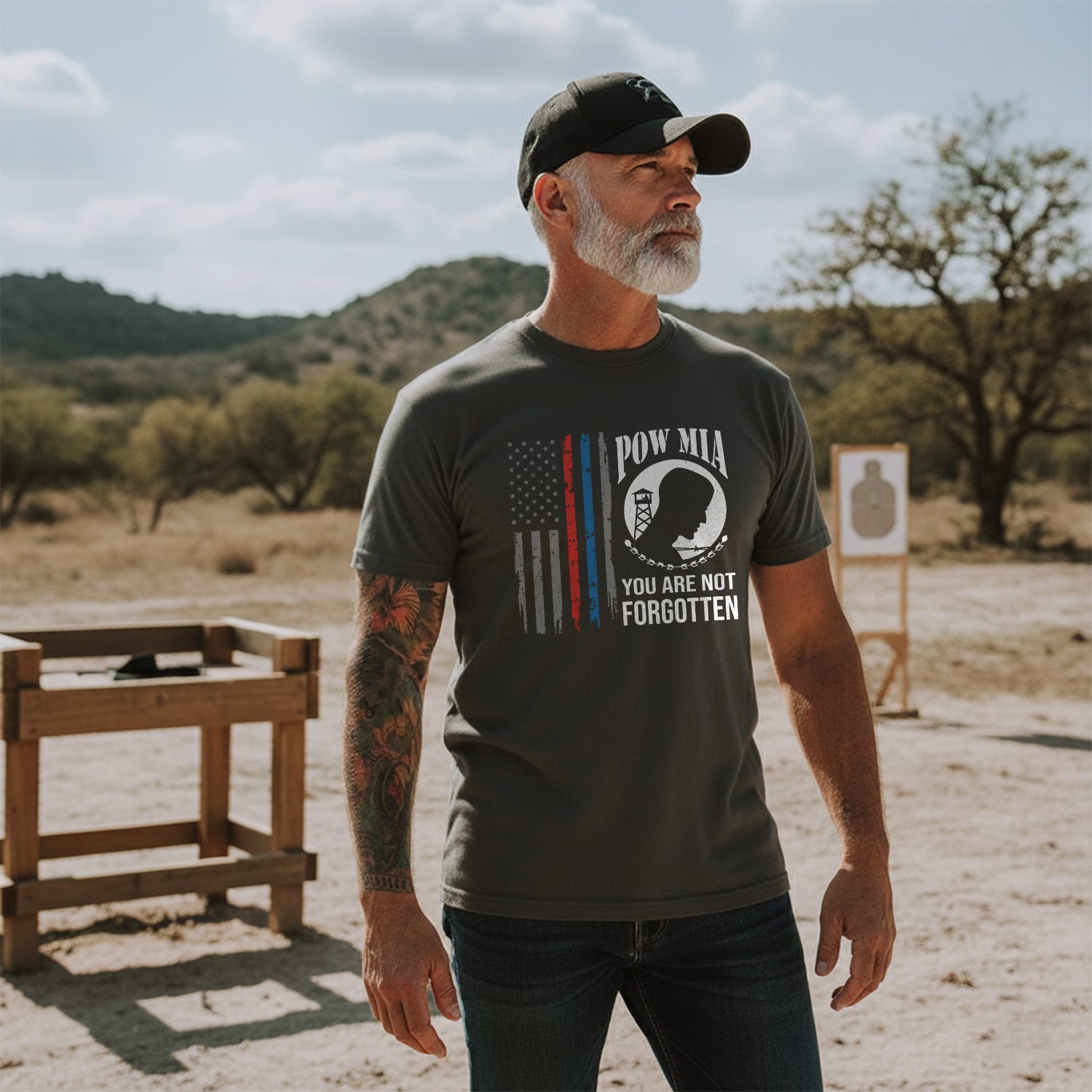 POW MIA Never Forgotten Honoring US T-Shirt