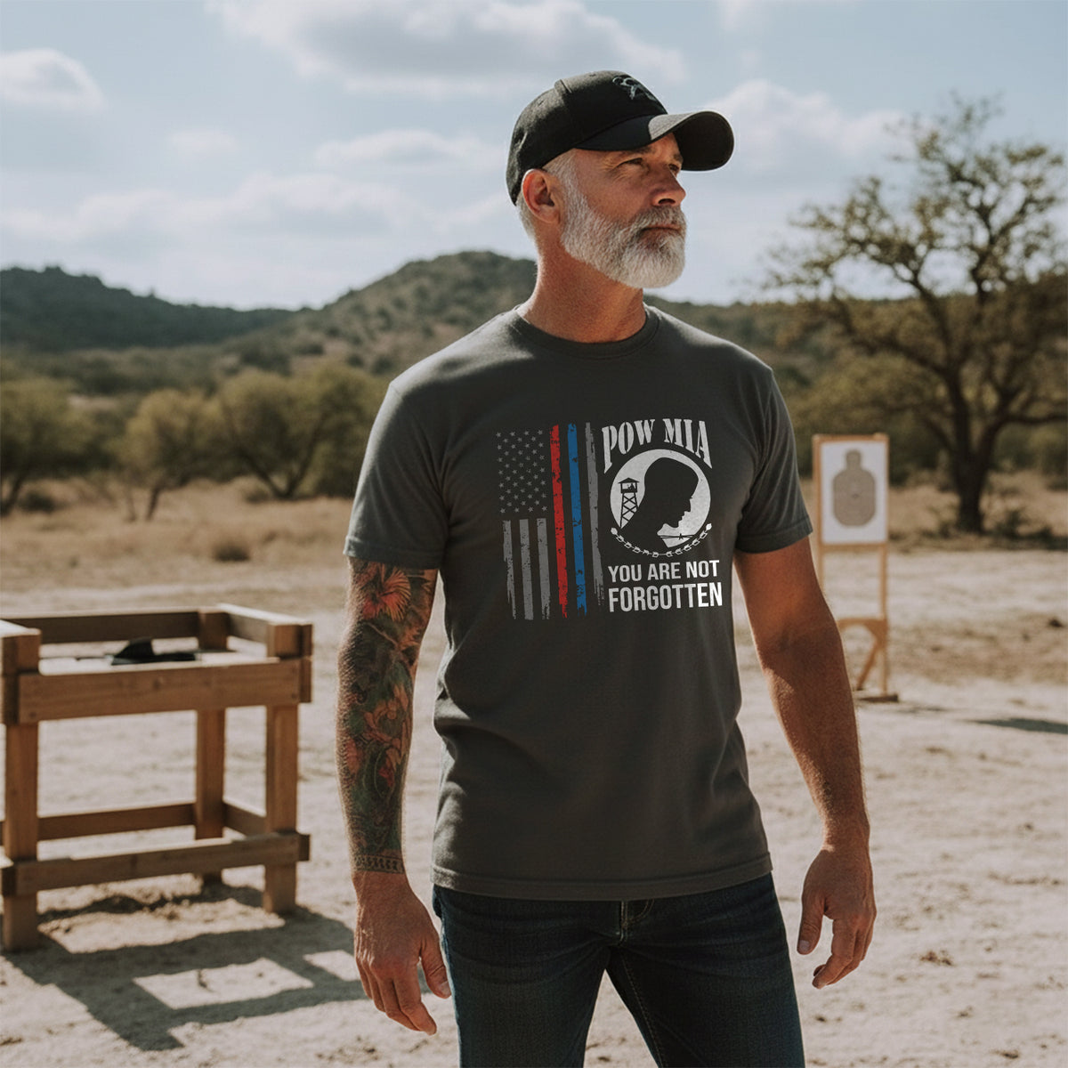 POW MIA Never Forgotten Honoring US T-Shirt