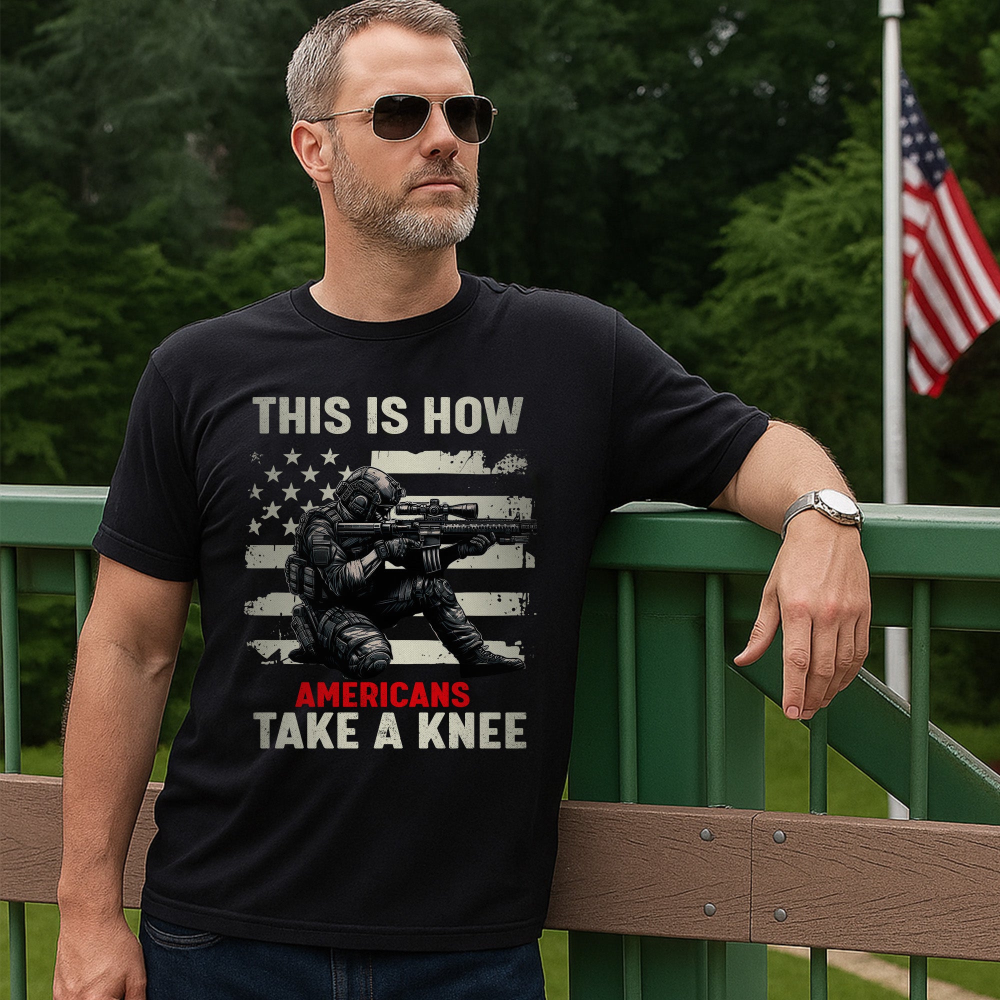 This Is How Americans Take a Knee Honoring Fallen Heroes with Respect Pride and Patriotism T-Shirt