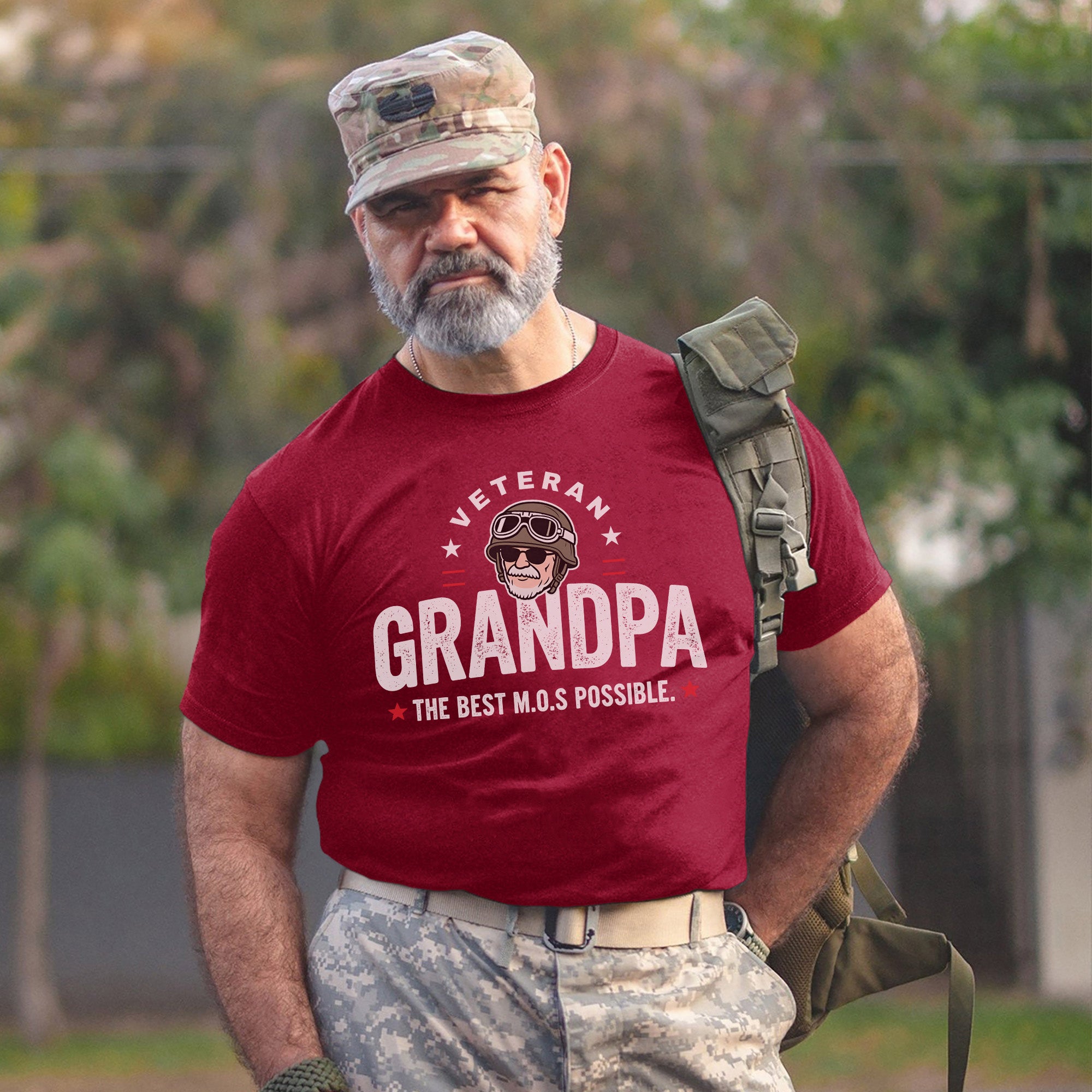Veteran Grandpa The Best M.O.S Possible Proudly Serving Family with Love Honor and Legacy T-Shirt