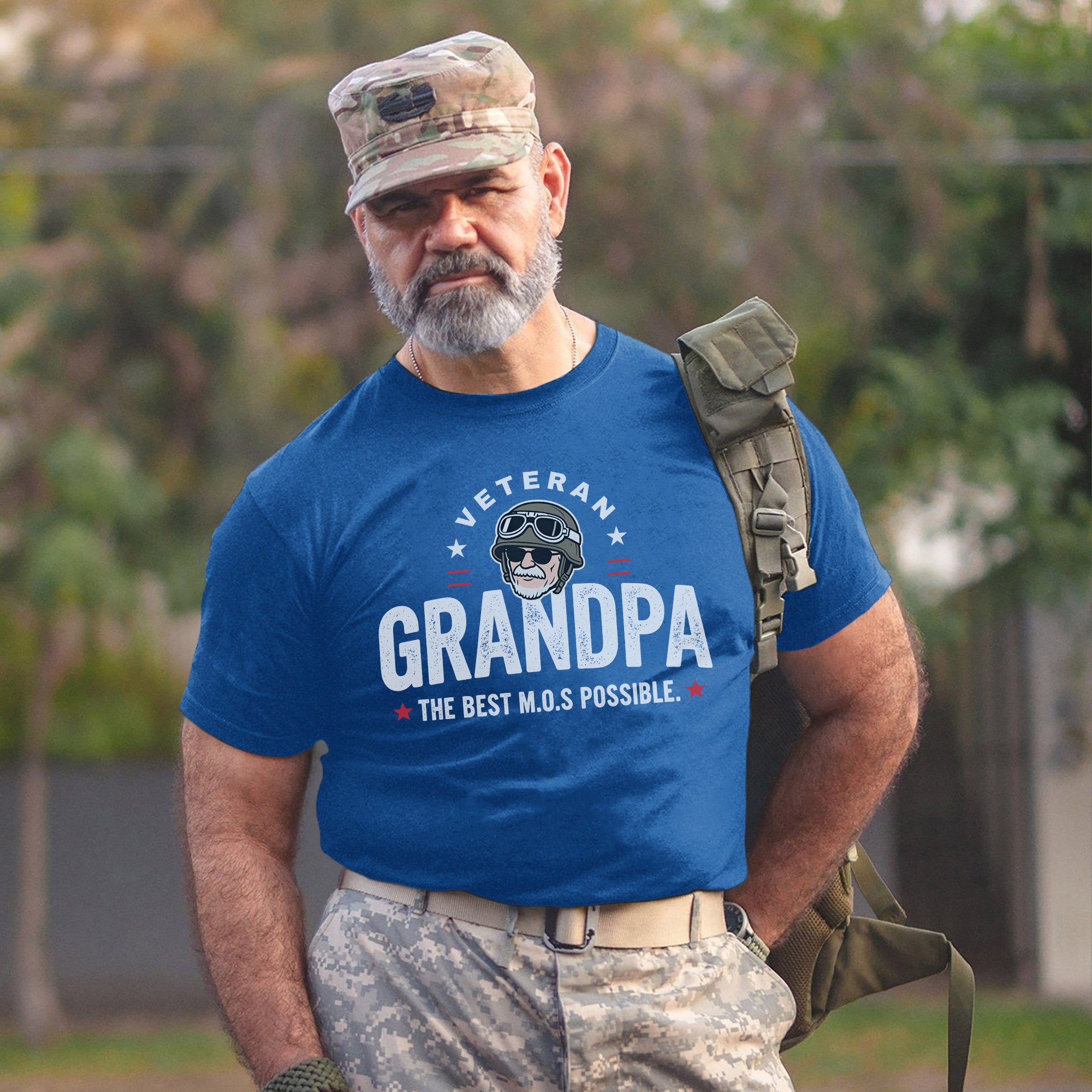 Veteran Grandpa The Best M.O.S Possible Proudly Serving Family with Love Honor and Legacy T-Shirt