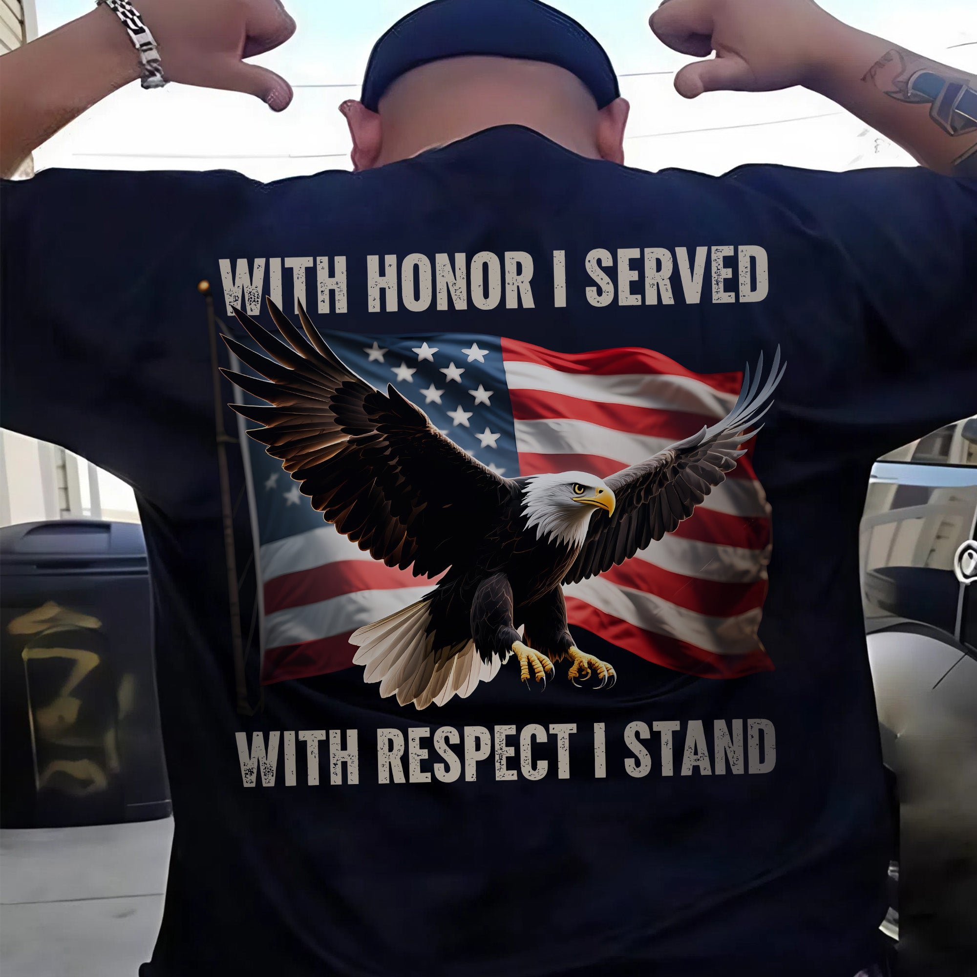 With Honor I Served With Respect I Stand Proud Statement of Duty Patriotism and Integrity T-Shirt