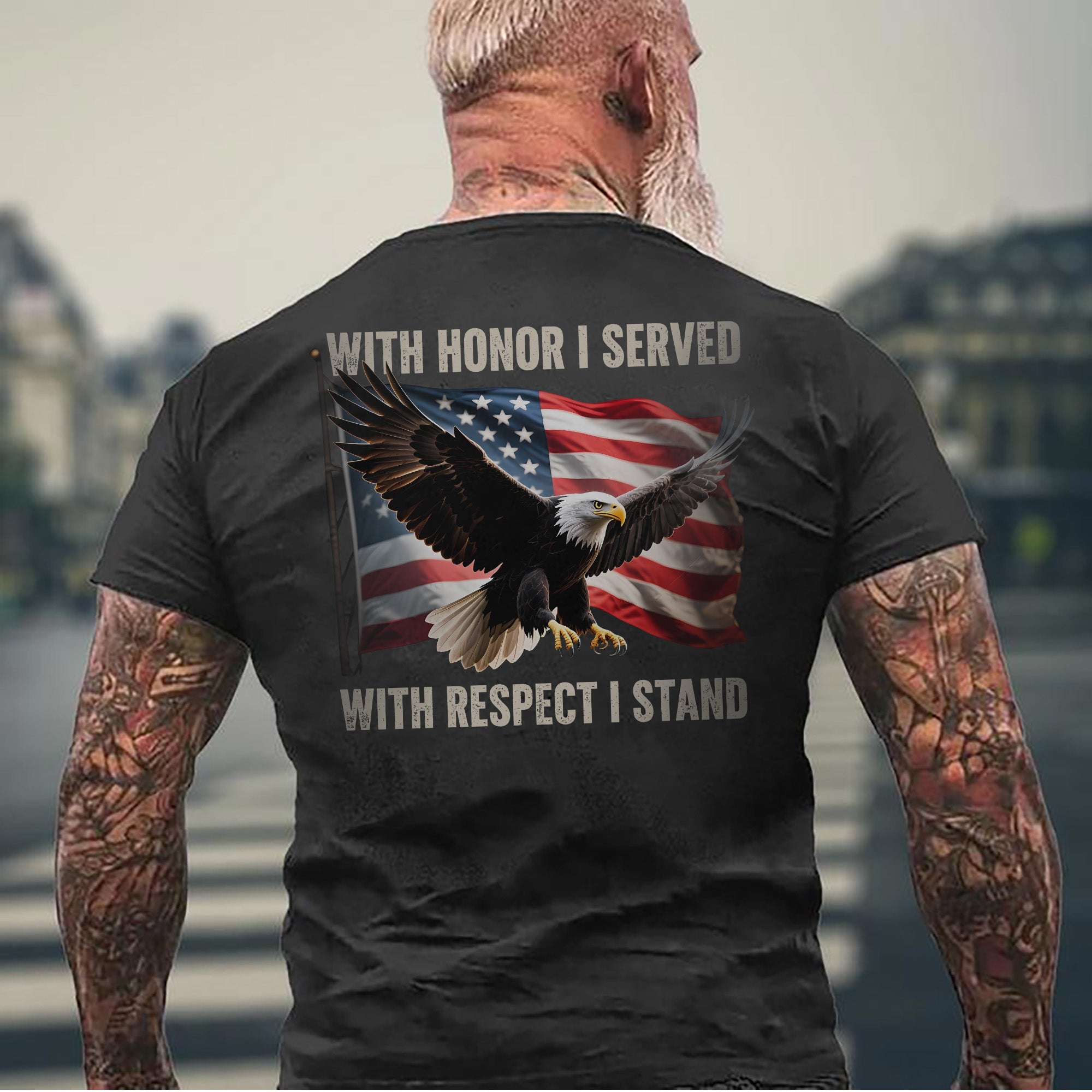 With Honor I Served With Respect I Stand Proud Statement of Duty Patriotism and Integrity T-Shirt