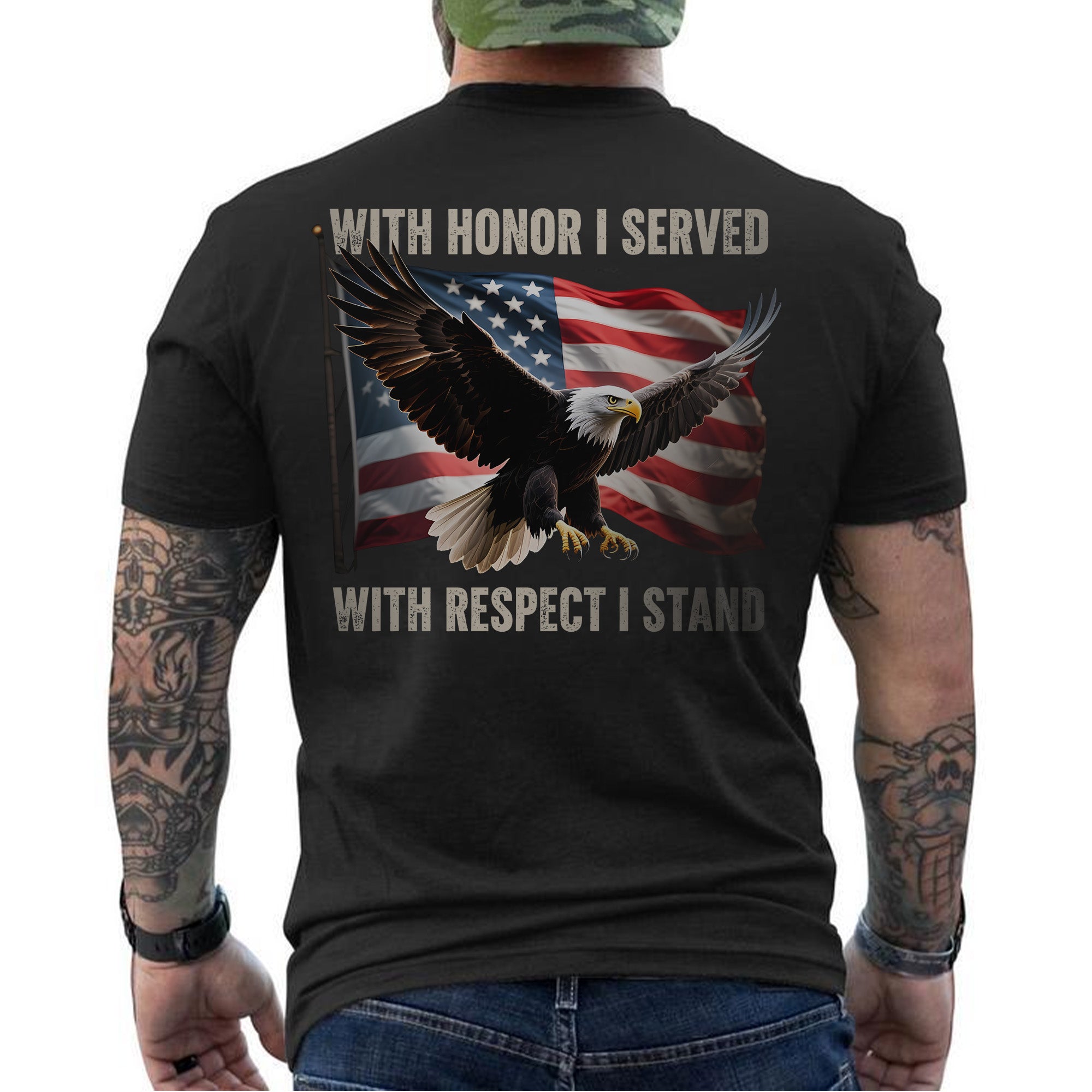 With Honor I Served With Respect I Stand Proud Statement of Duty Patriotism and Integrity T-Shirt
