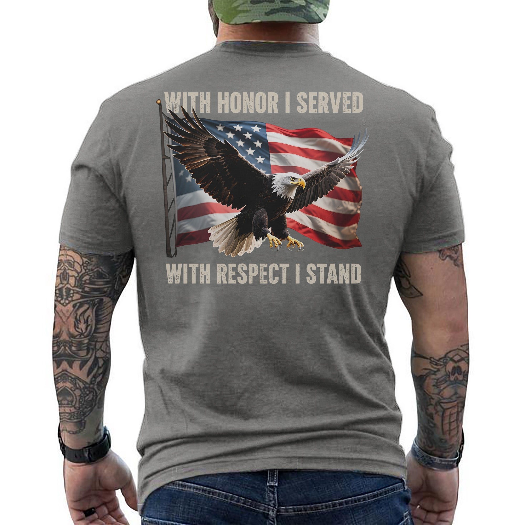 With Honor I Served With Respect I Stand Proud Statement of Duty Patriotism and Integrity T-Shirt