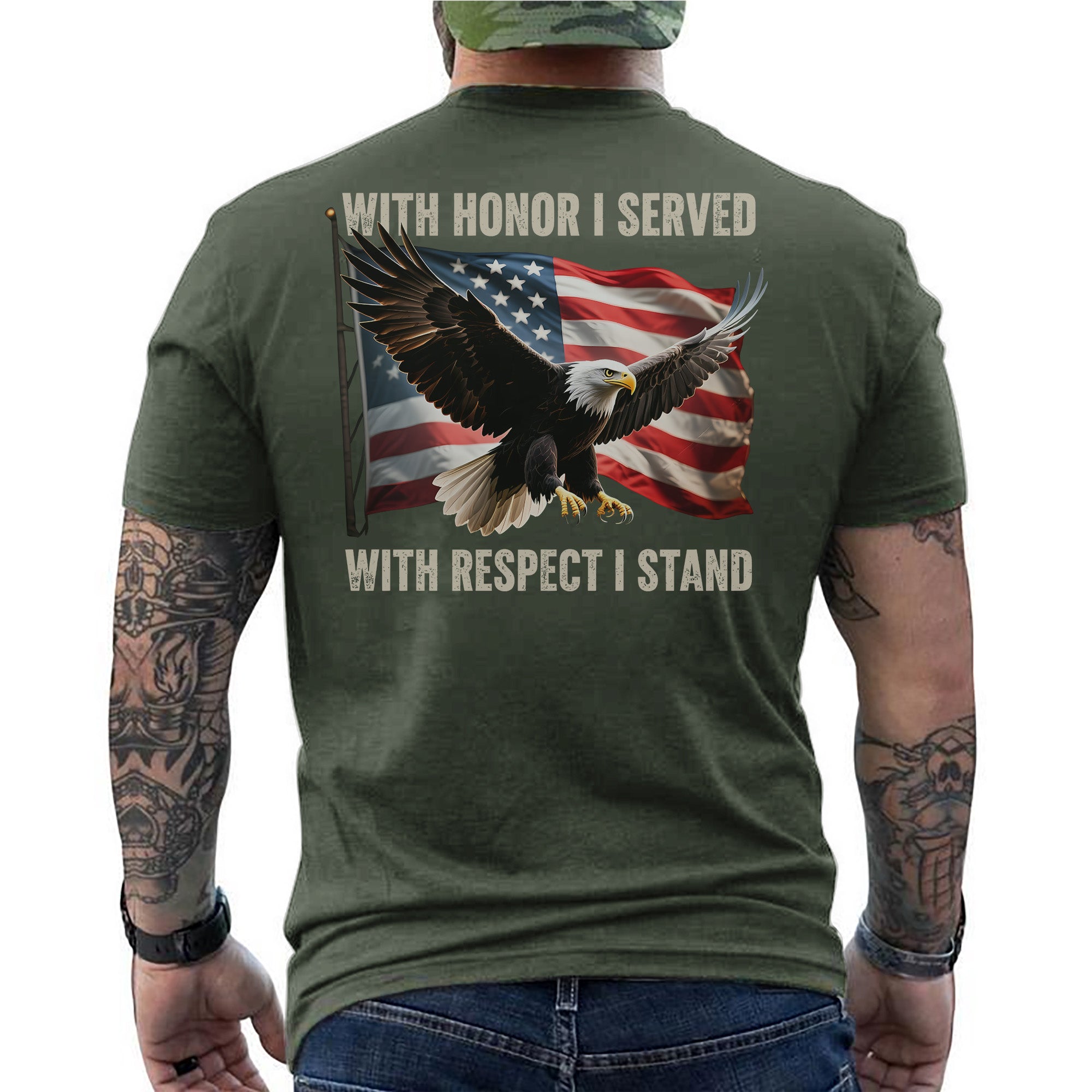 With Honor I Served With Respect I Stand Proud Statement of Duty Patriotism and Integrity T-Shirt