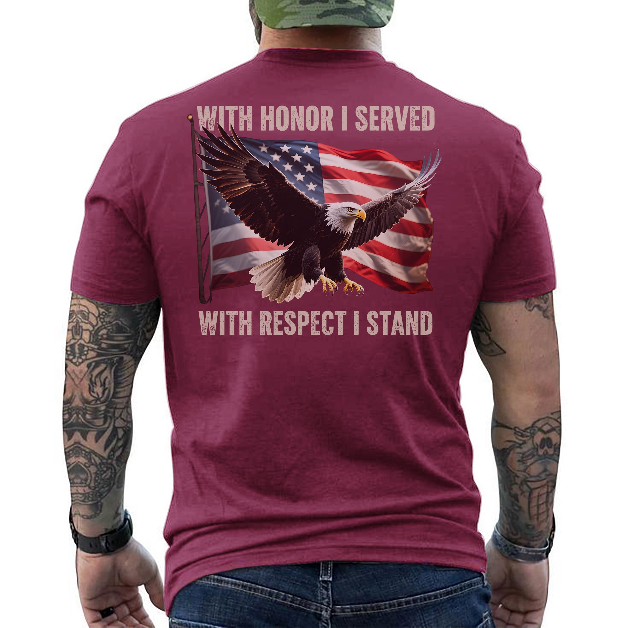 With Honor I Served With Respect I Stand Proud Statement of Duty Patriotism and Integrity T-Shirt
