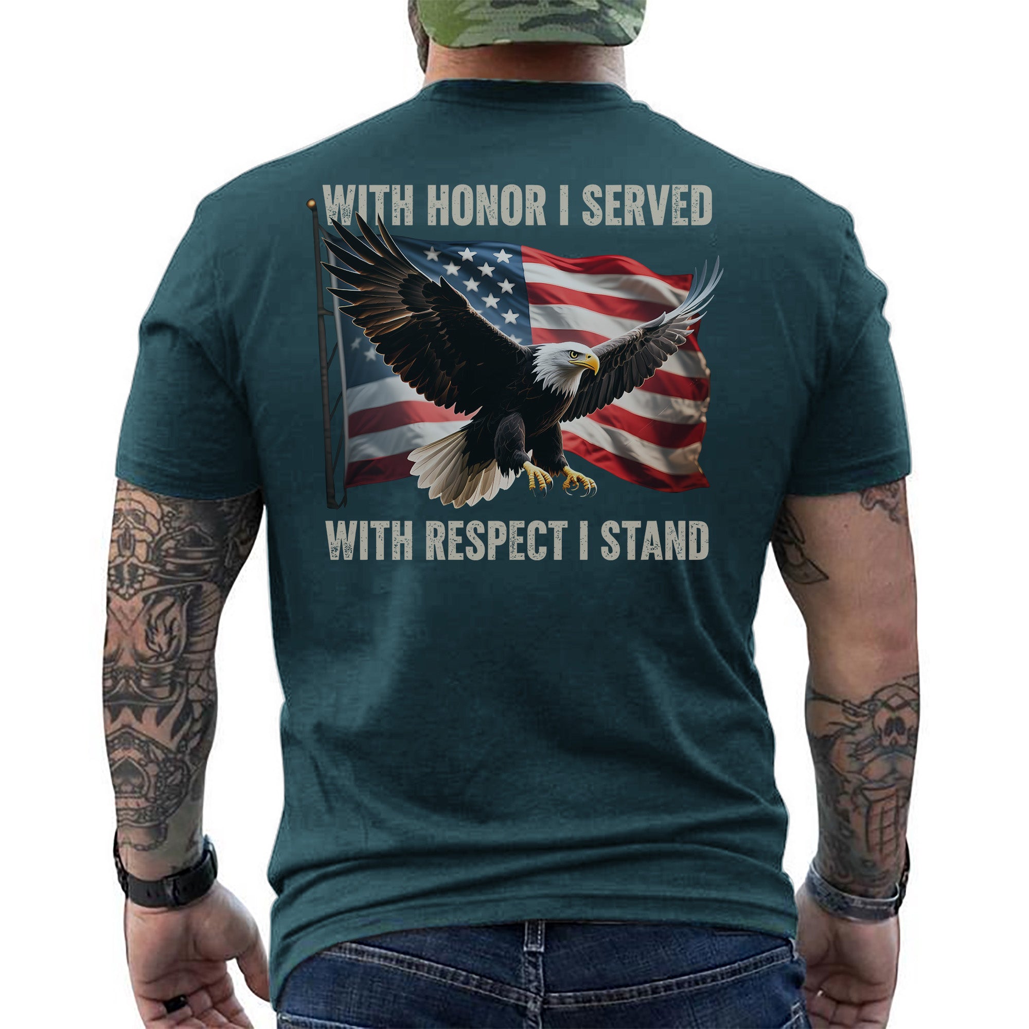 With Honor I Served With Respect I Stand Proud Statement of Duty Patriotism and Integrity T-Shirt