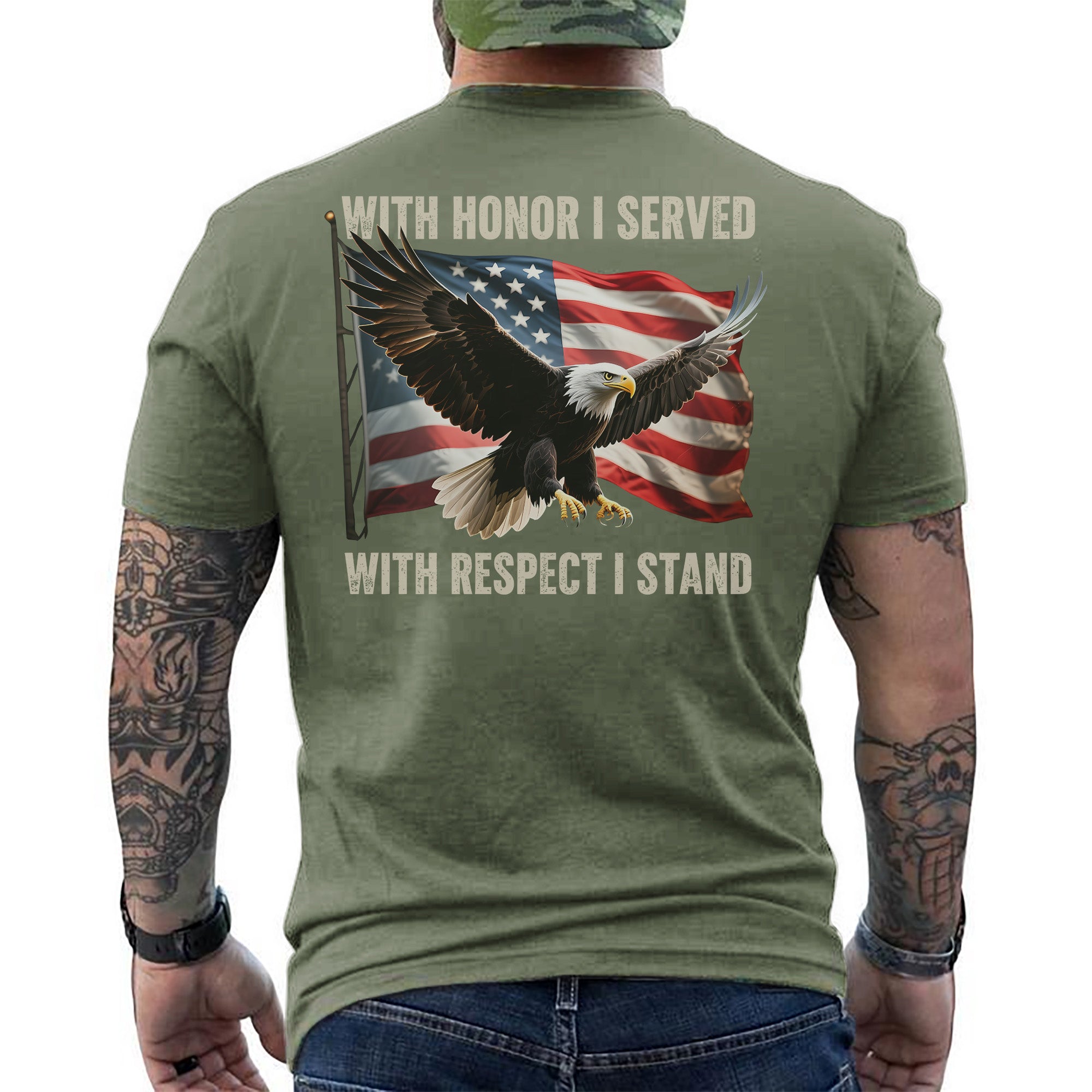 With Honor I Served With Respect I Stand Proud Statement of Duty Patriotism and Integrity T-Shirt